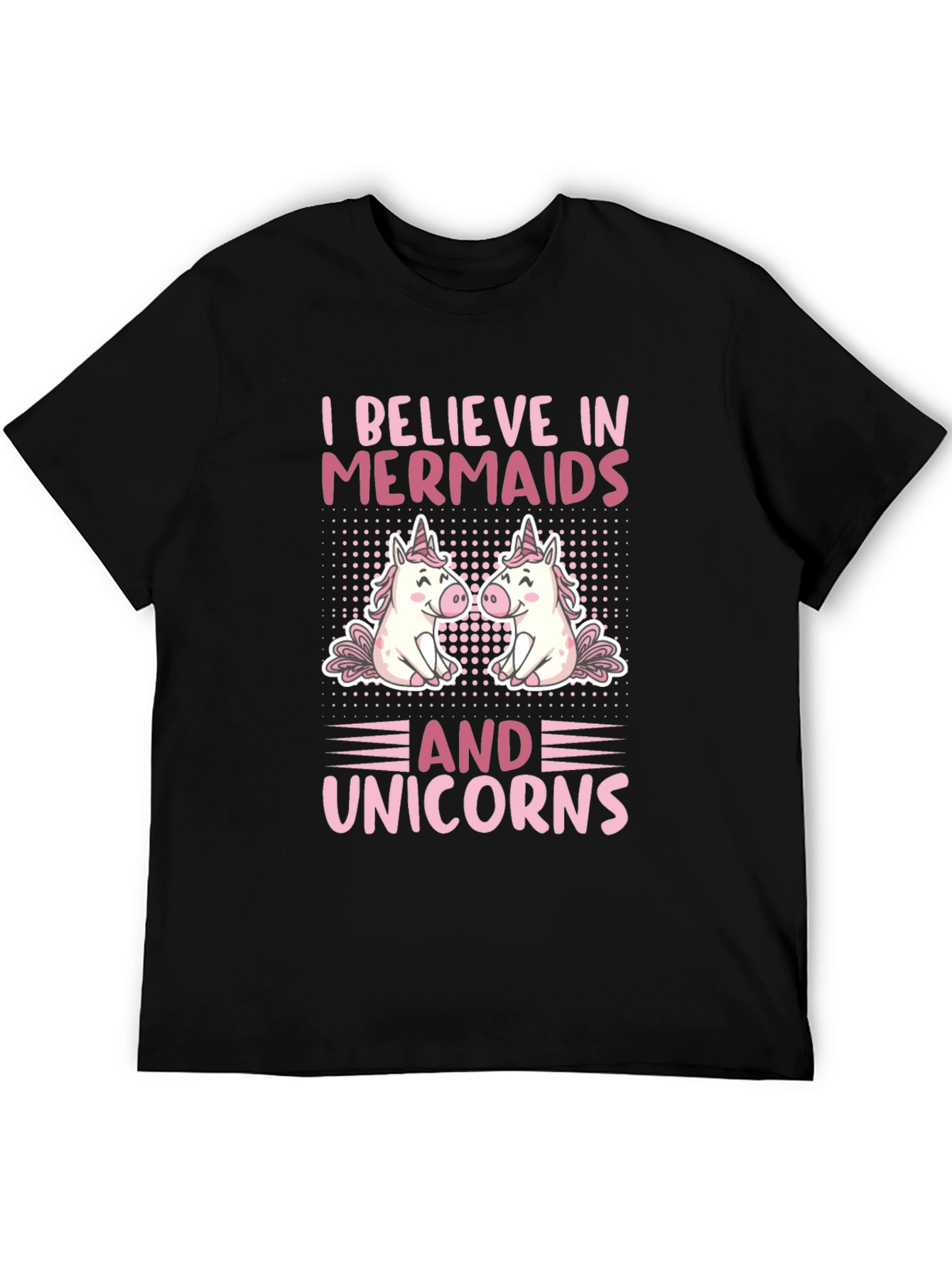 Black I Believe In Mermaids And Unicorns T-Shirt view 5