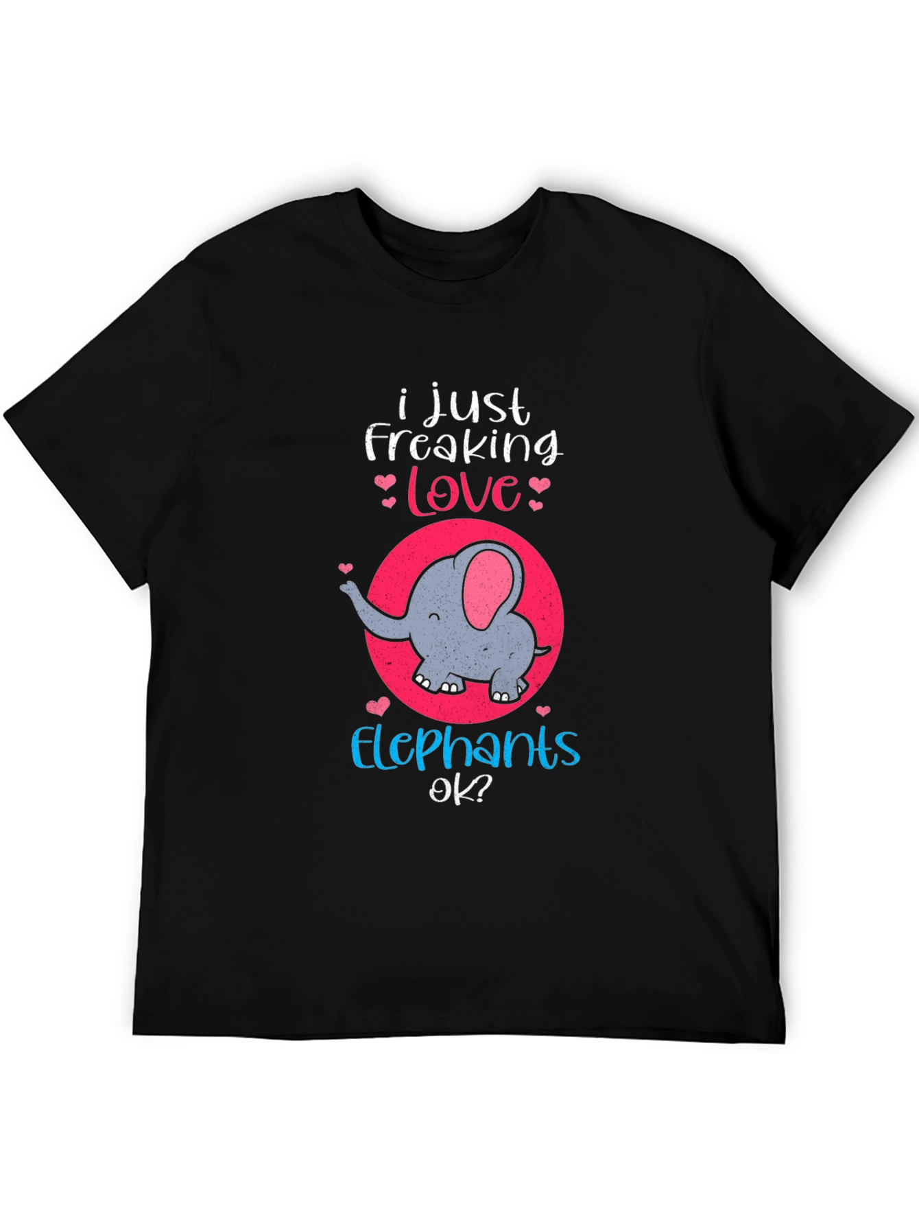 Black Elephant Lover T-Shirt - Freaking Love Elephants Tee view 5