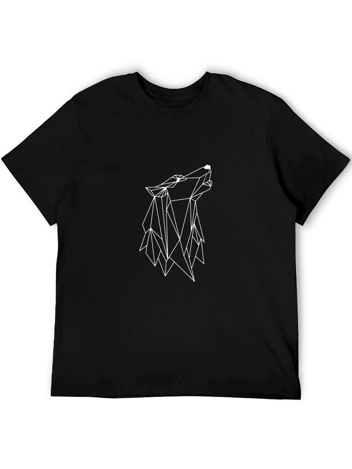 Black Geometric Wolf Graphic Tee - Modern Black T-Shirt view 5
