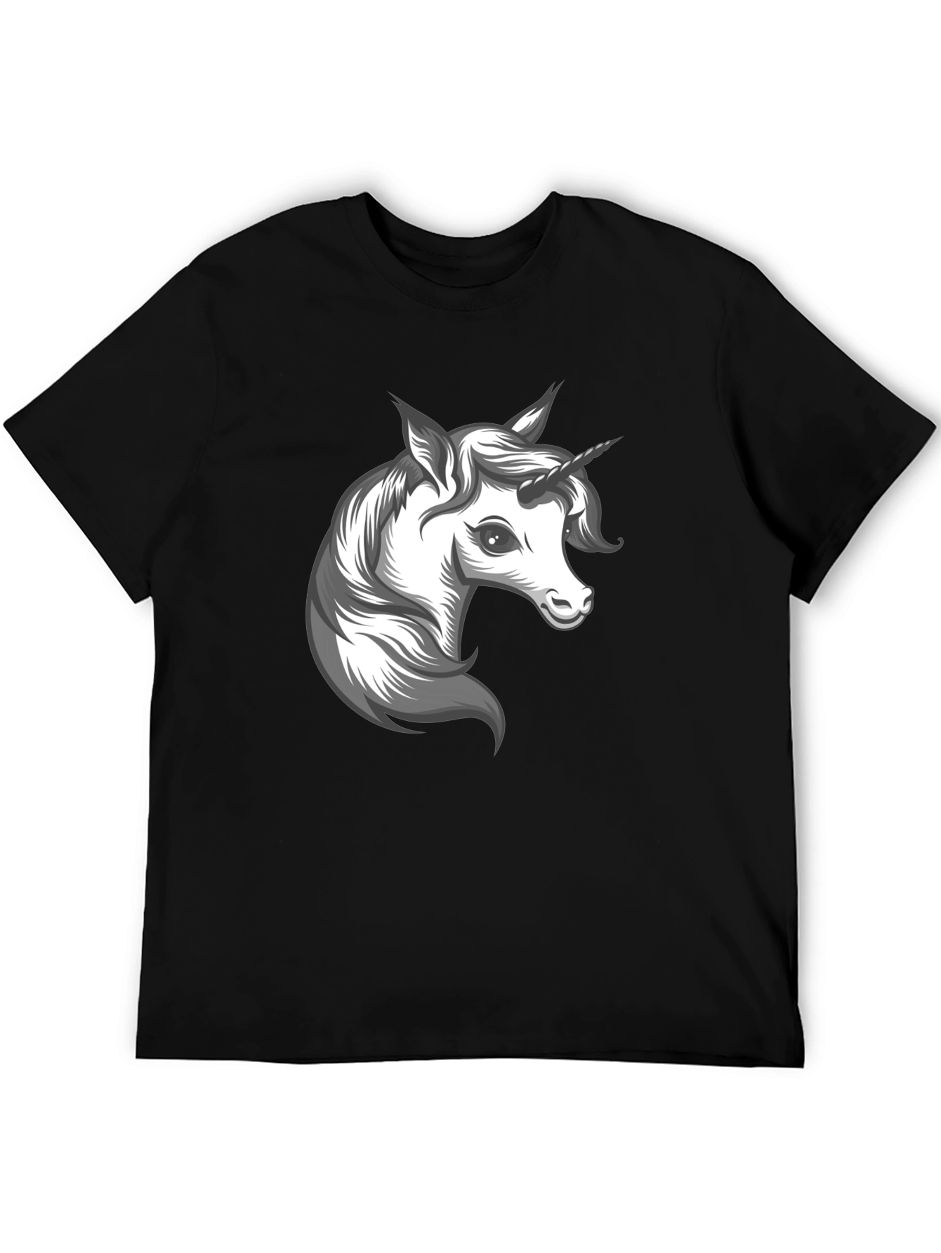 Black Unicorn Graphic Black T-Shirt - Fantasy Men's Tee view 5