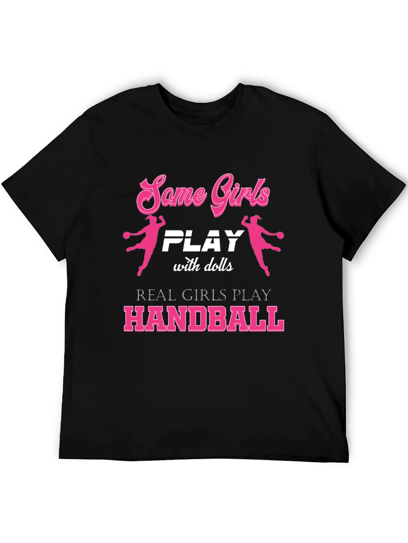 Black Handball Player Girls T-Shirt - Funny Sport Tee view 5