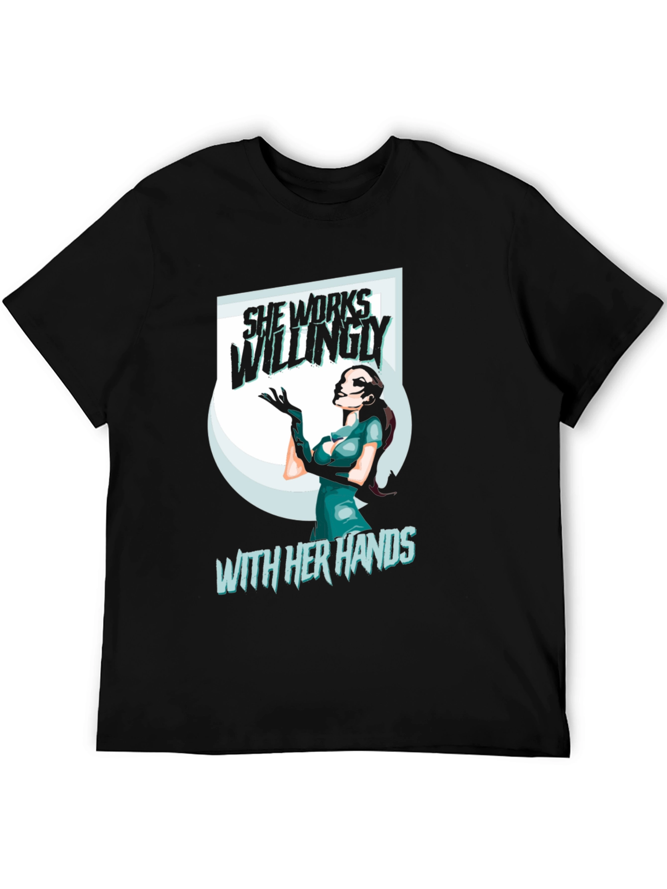 Black She Works Willingly T-Shirt view 5