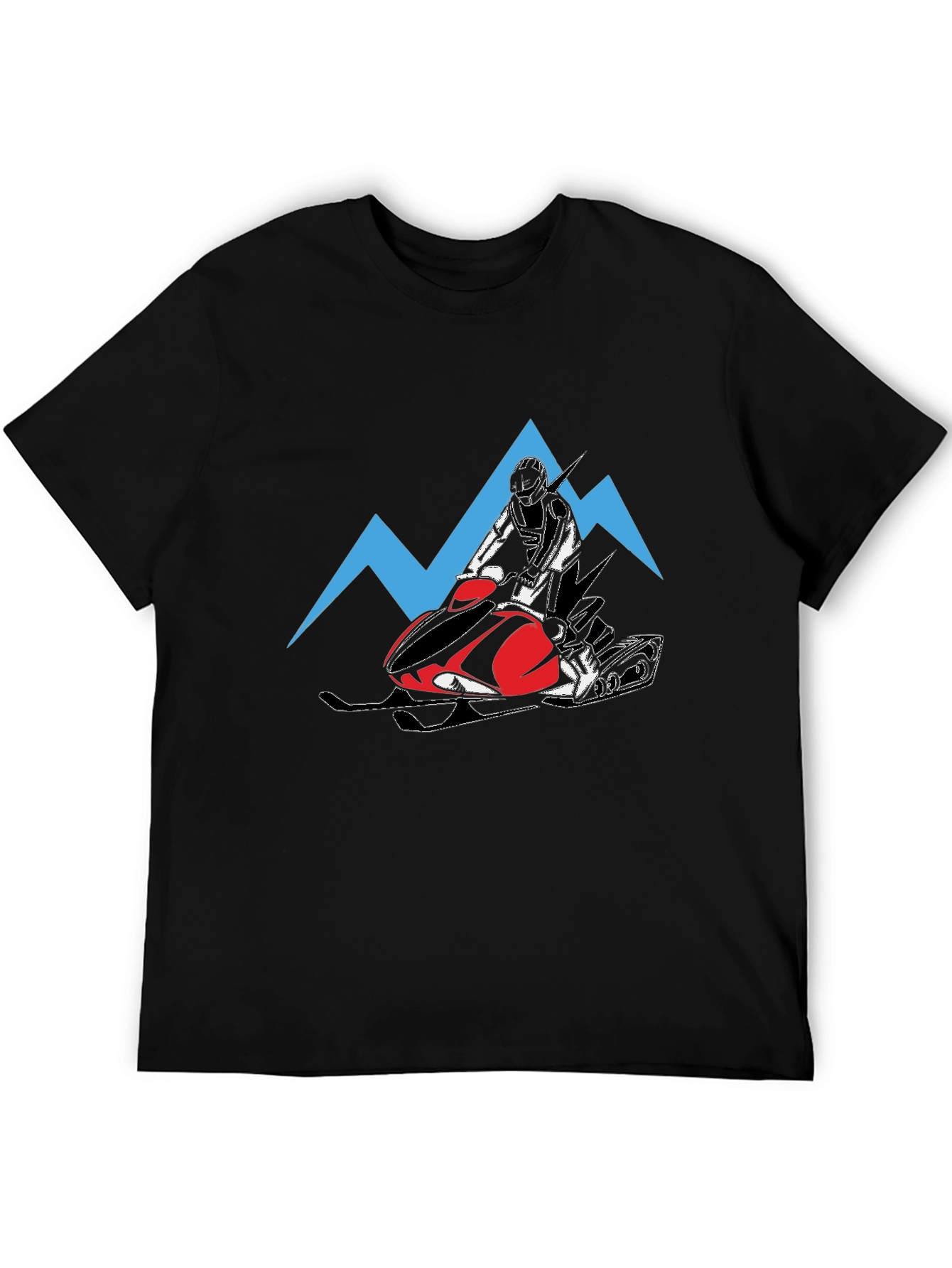 Black Snowmobile Rider Graphic Tee - Black Cotton T-Shirt view 5