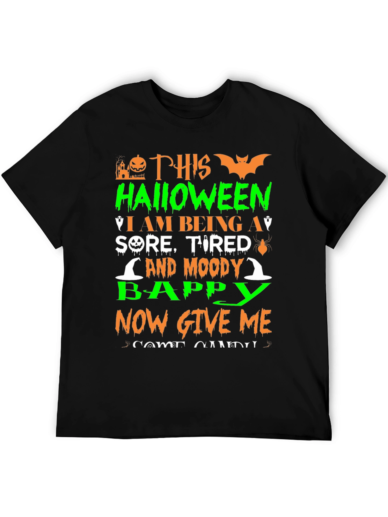 Black Funny Halloween Bappy T-Shirt view 5
