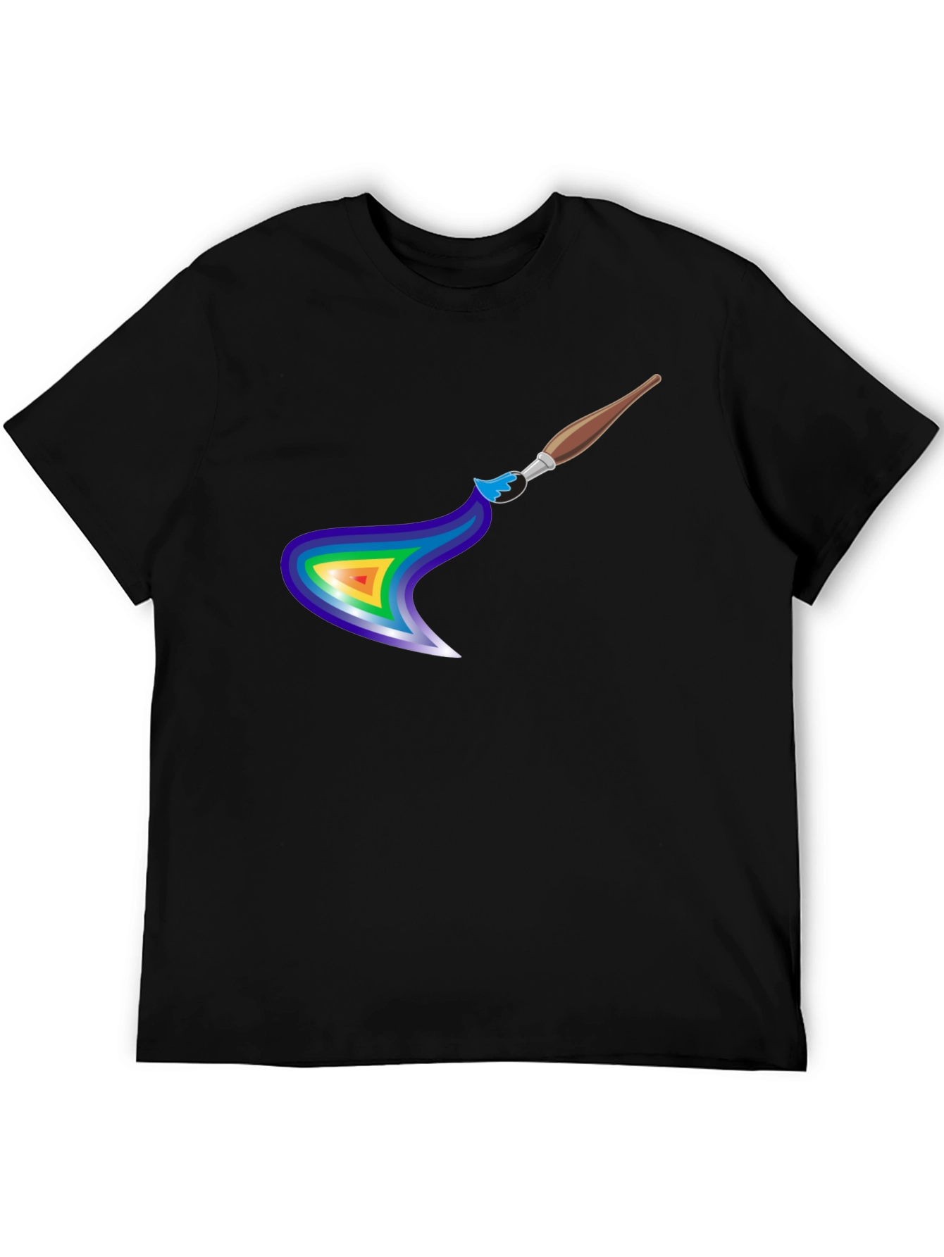 Black Rainbow Paintbrush Design T-Shirt view 5
