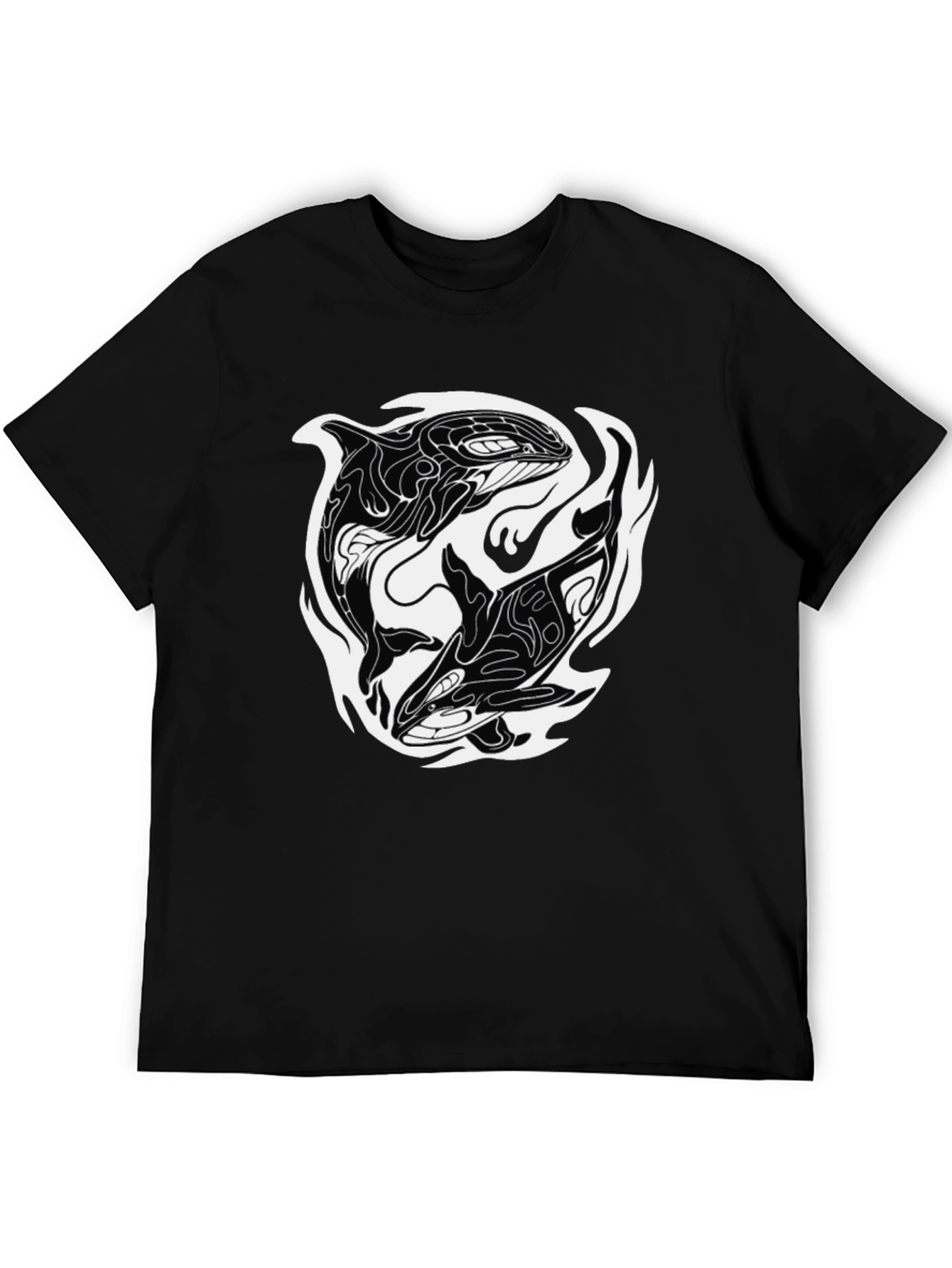 Black Orca Yin Yang Graphic Tee - Black Cotton Blend view 5