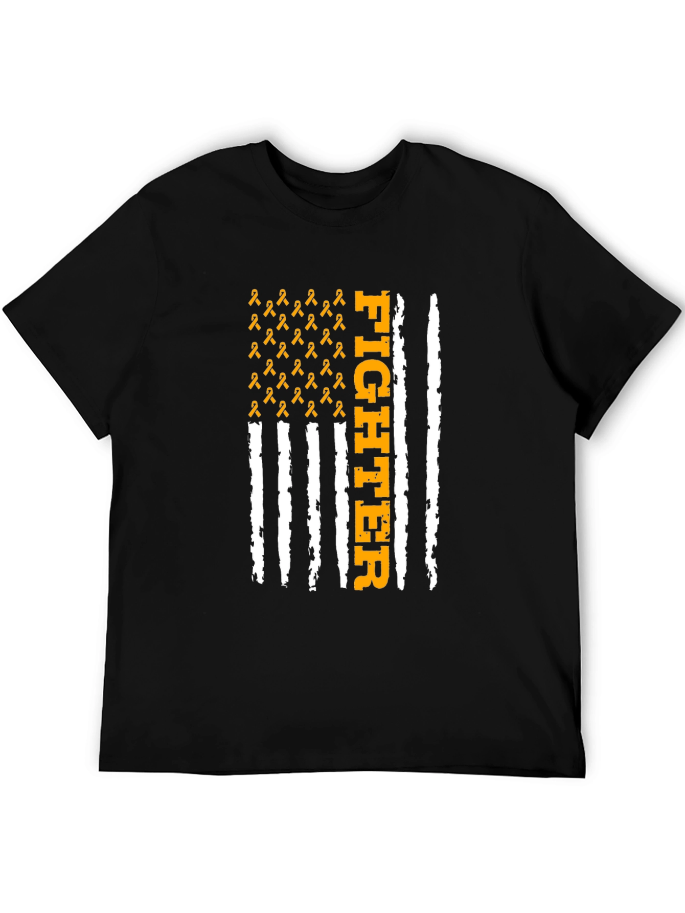 Black Fighter Ribbon Flag T-Shirt view 5