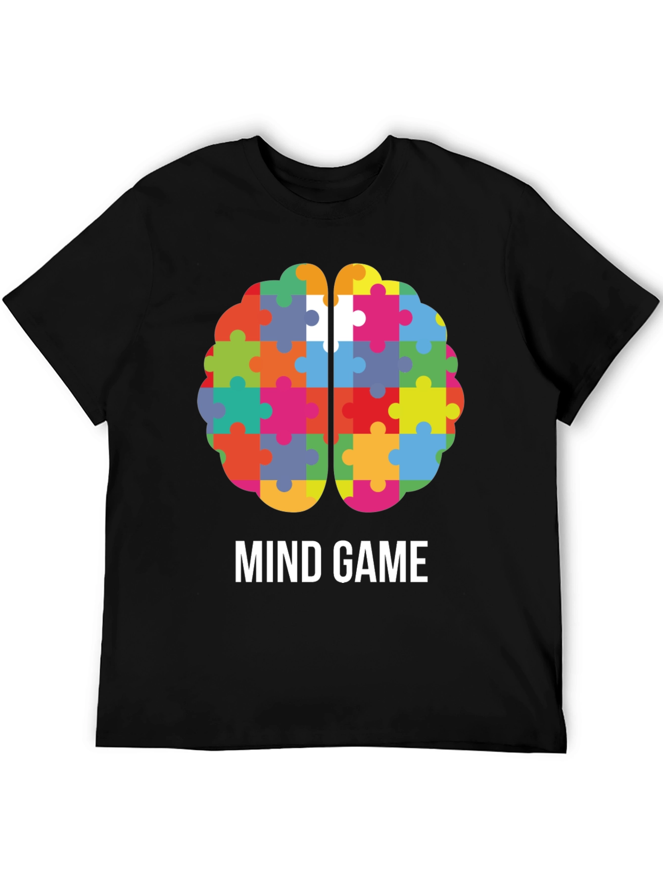 Black Mind Game Puzzle Brain T-Shirt view 5