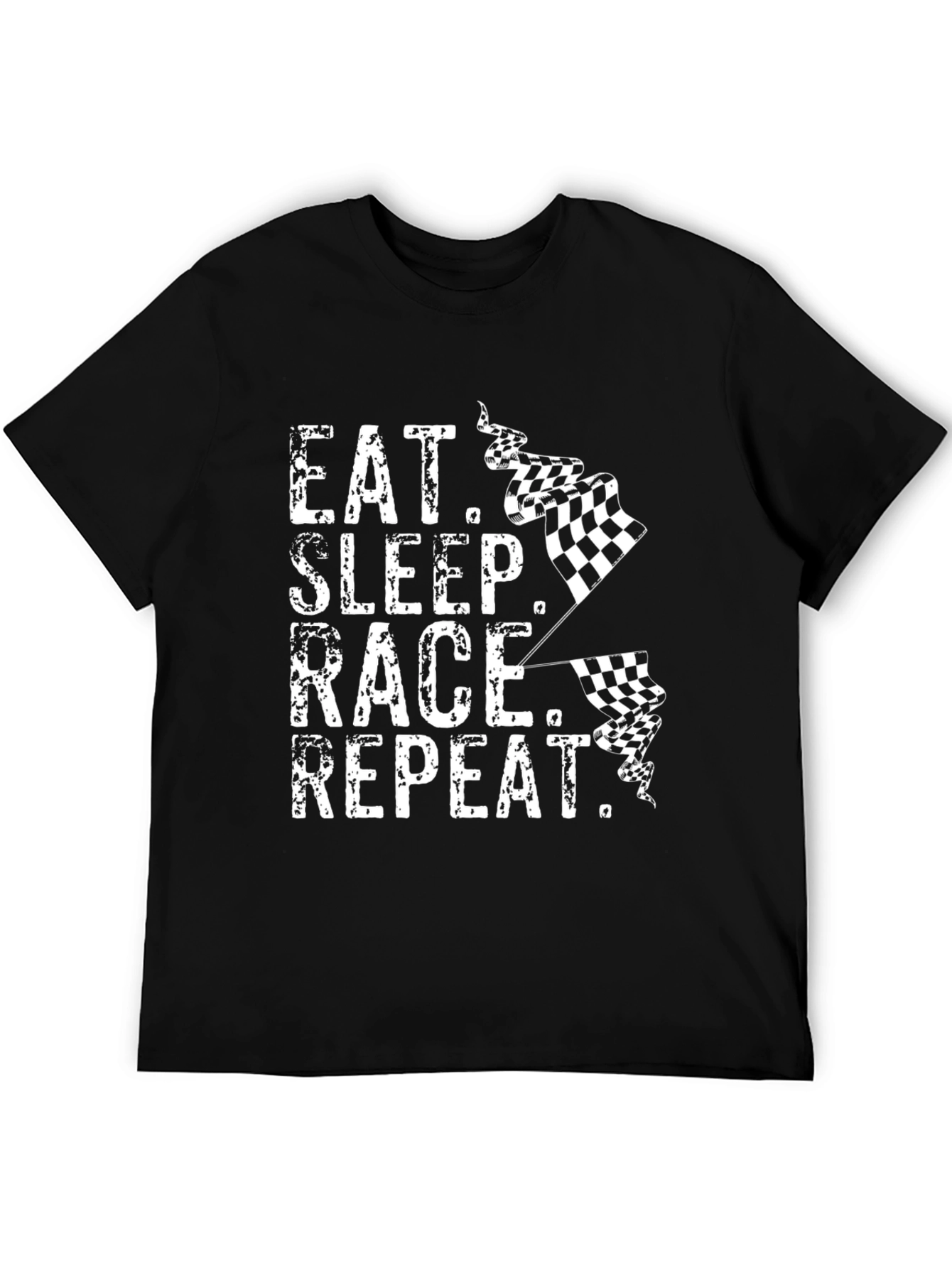 Black Eat Sleep Race Repeat T-Shirt - Racing Fan Apparel view 5