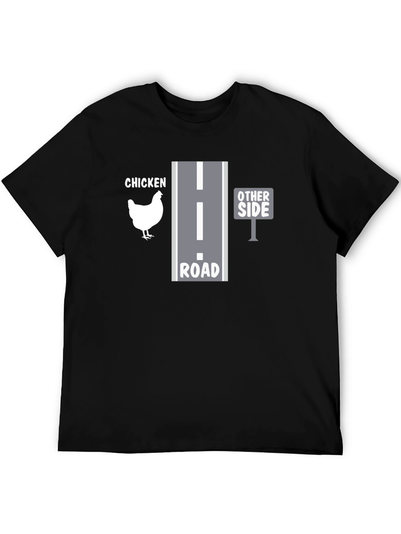 Black Why Did the Chicken Cross the Road T-Shirt view 5