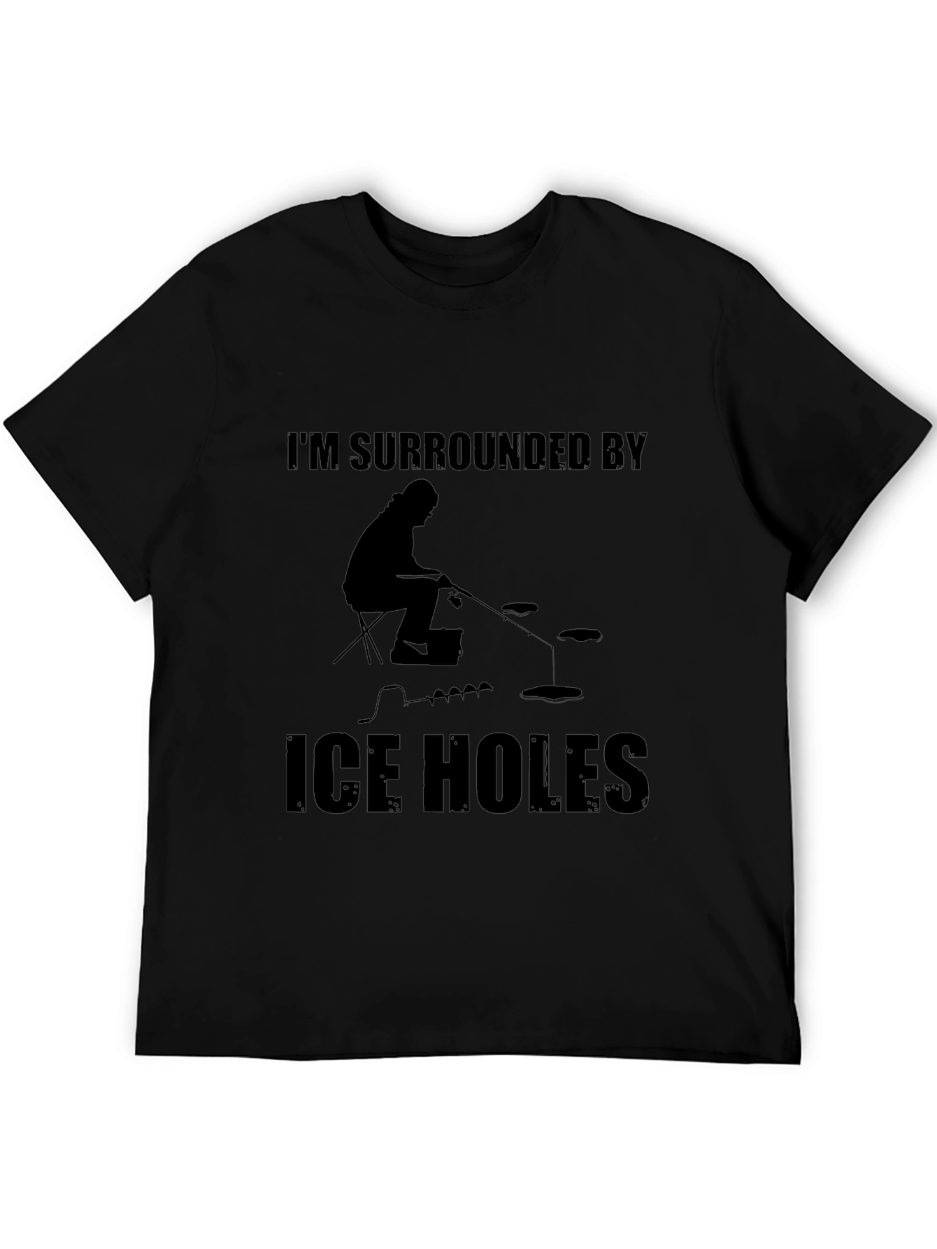Black I'm Surrounded by Ice Holes Black T-Shirt view 5