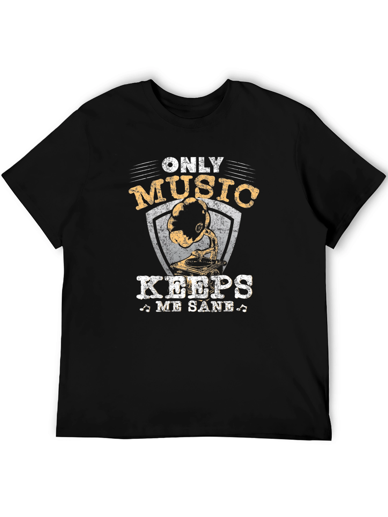 Black Only Music Keeps Me Sane T-Shirt view 5