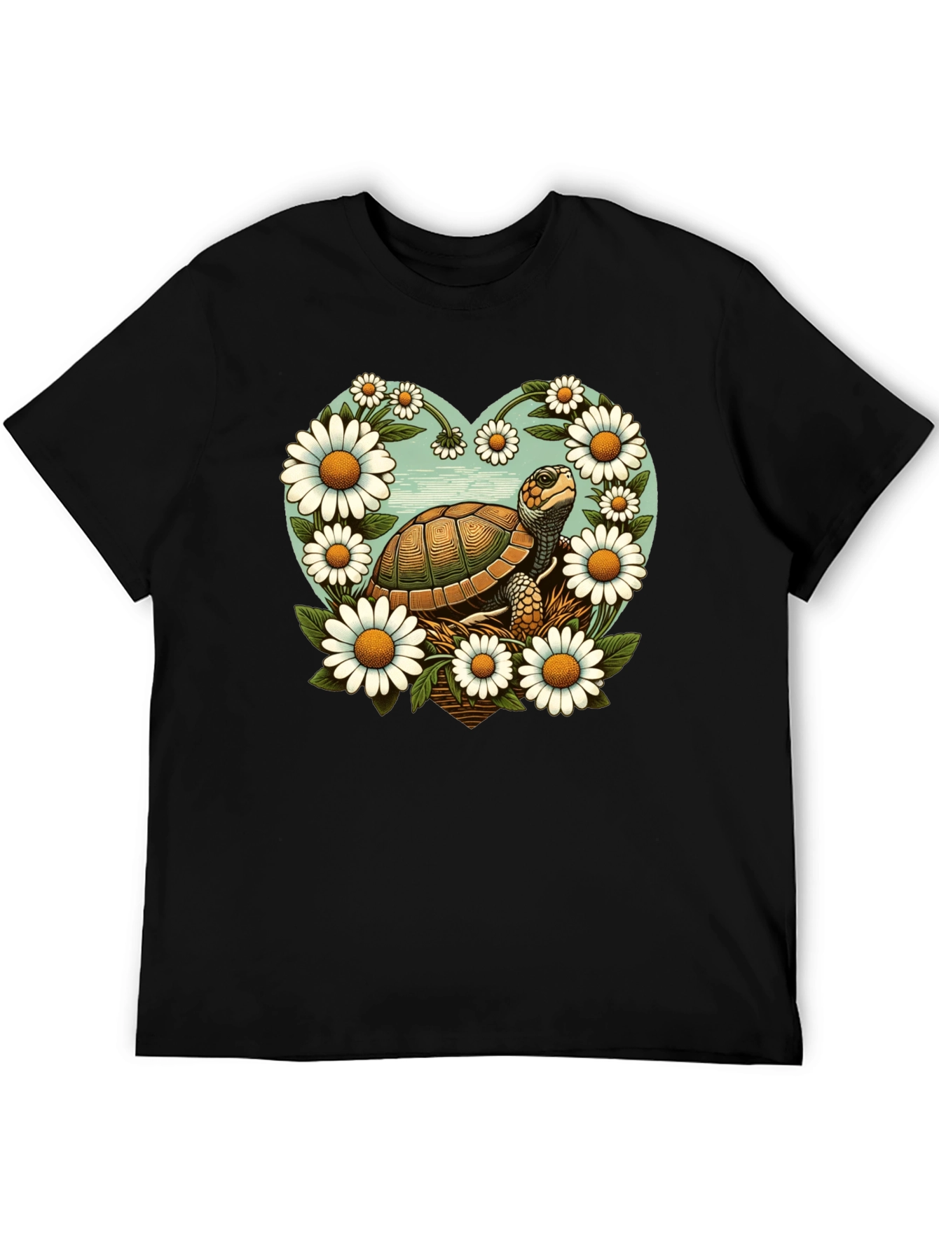 Black Turtle and Daisy Graphic Tee - Black view 5
