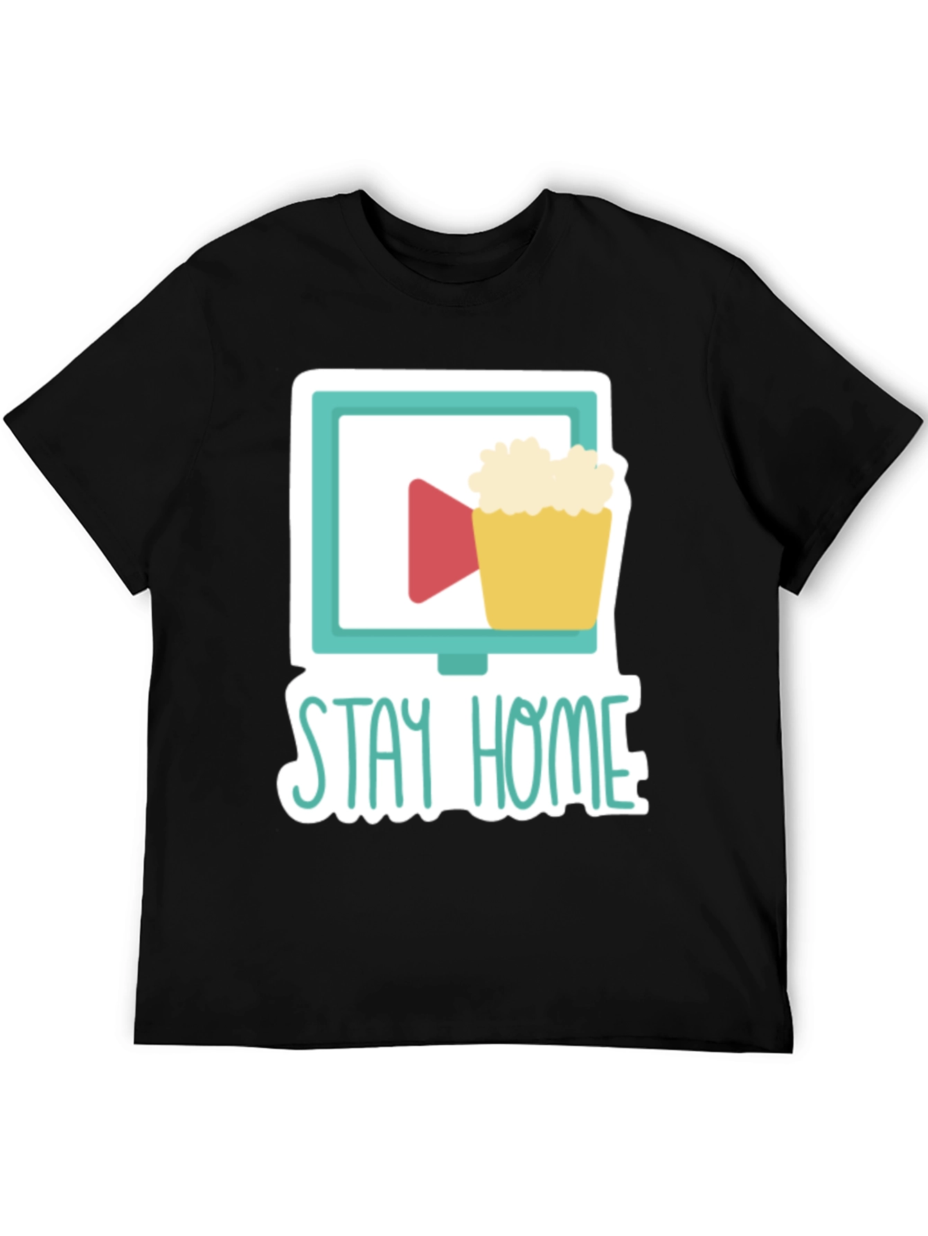 Black Stay Home Movie Night T-Shirt view 5