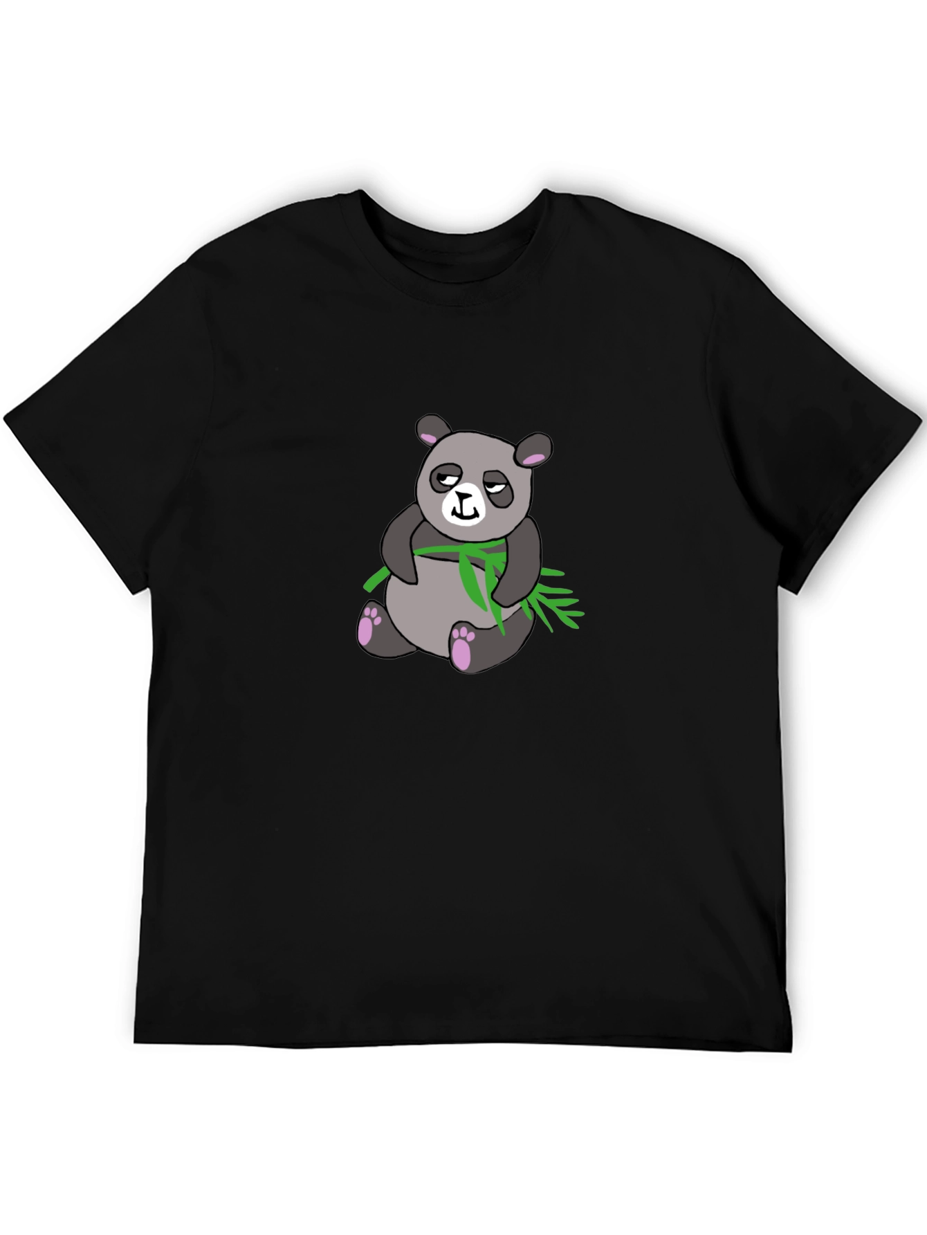 Black Panda with Bamboo Graphic Print T-Shirt view 5