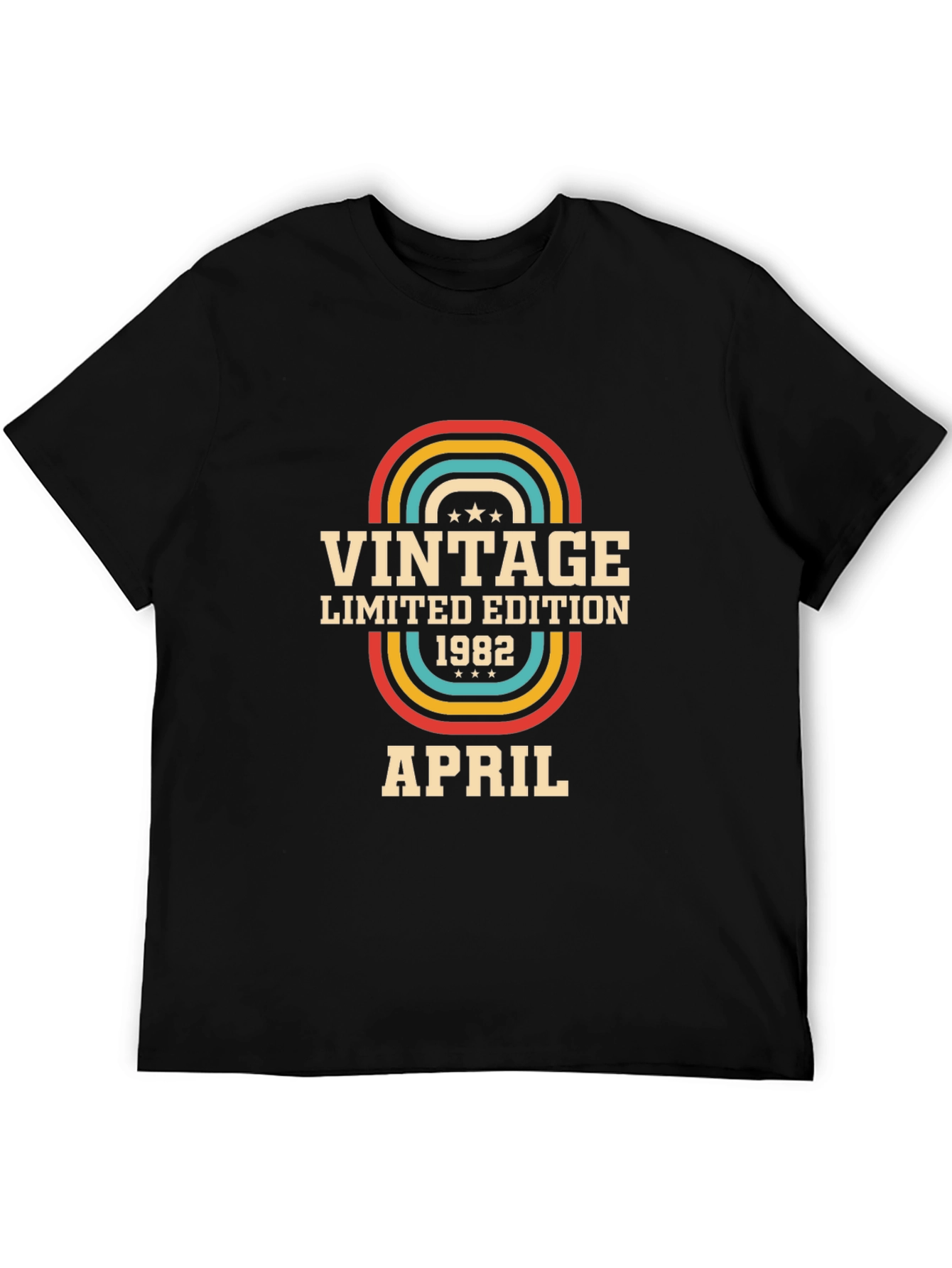 Black Vintage 1982 April Limited Edition Birthday T-Shirt view 5