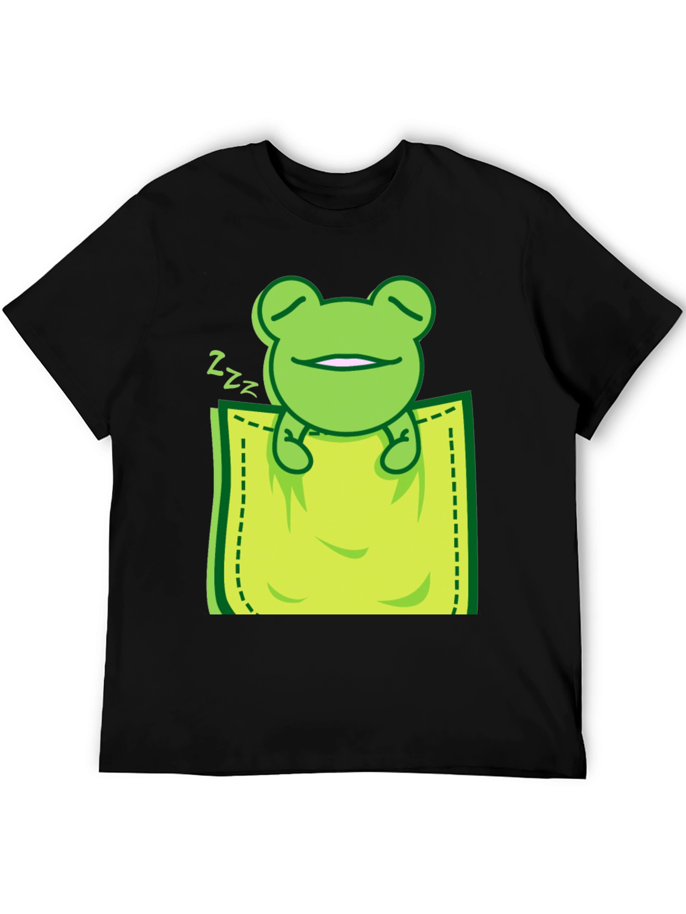 Black Sleeping Frog Pocket T-Shirt - Cute & Comfy view 5