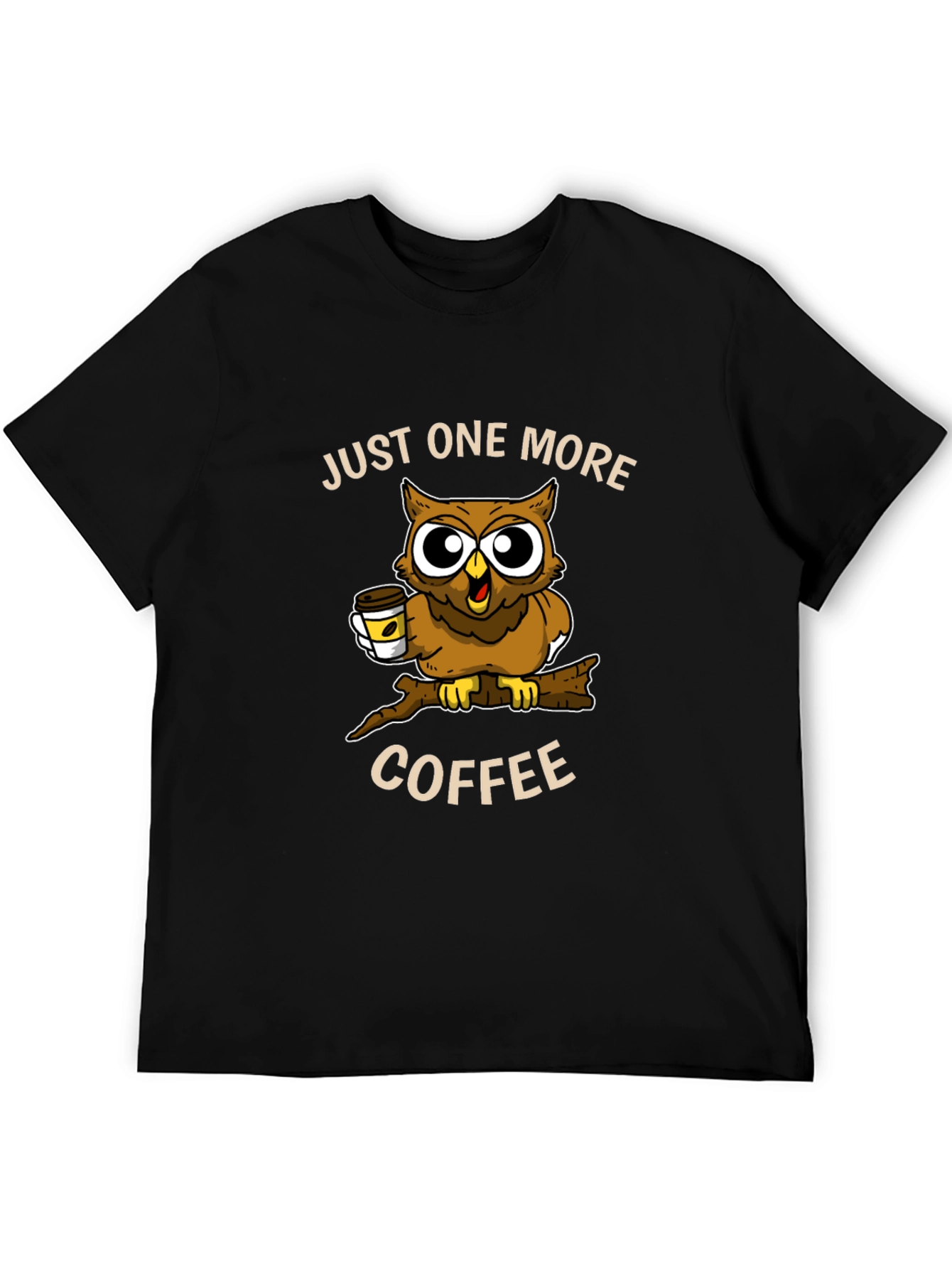 Black Just One More Coffee Owl T-Shirt view 5