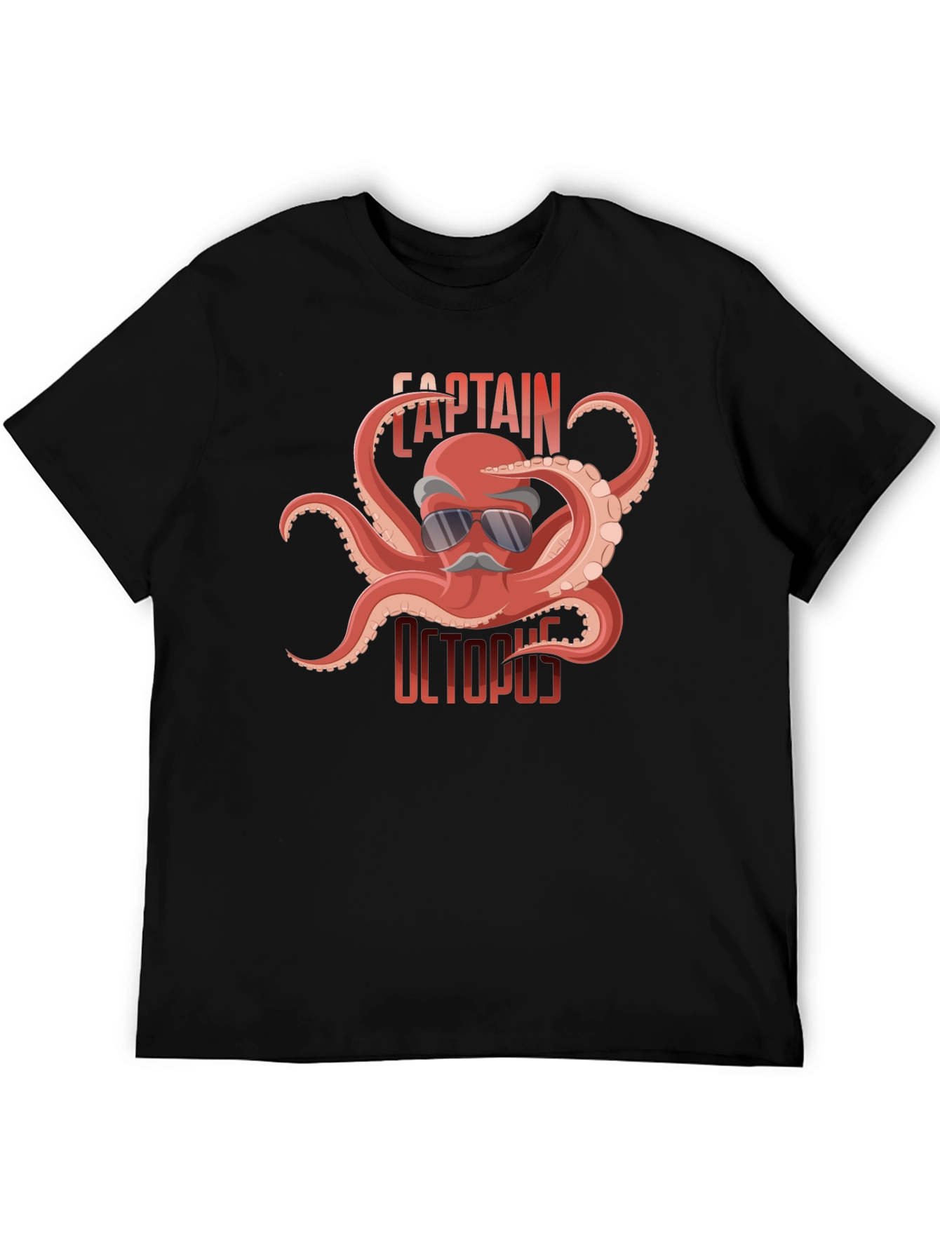 Black Captain Octopus Graphic Tee - Black Cotton Shirt view 5