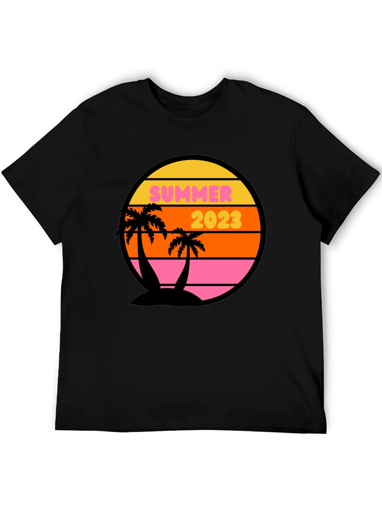 Black Summer 2023 Palm Tree Graphic Tee - Black view 5