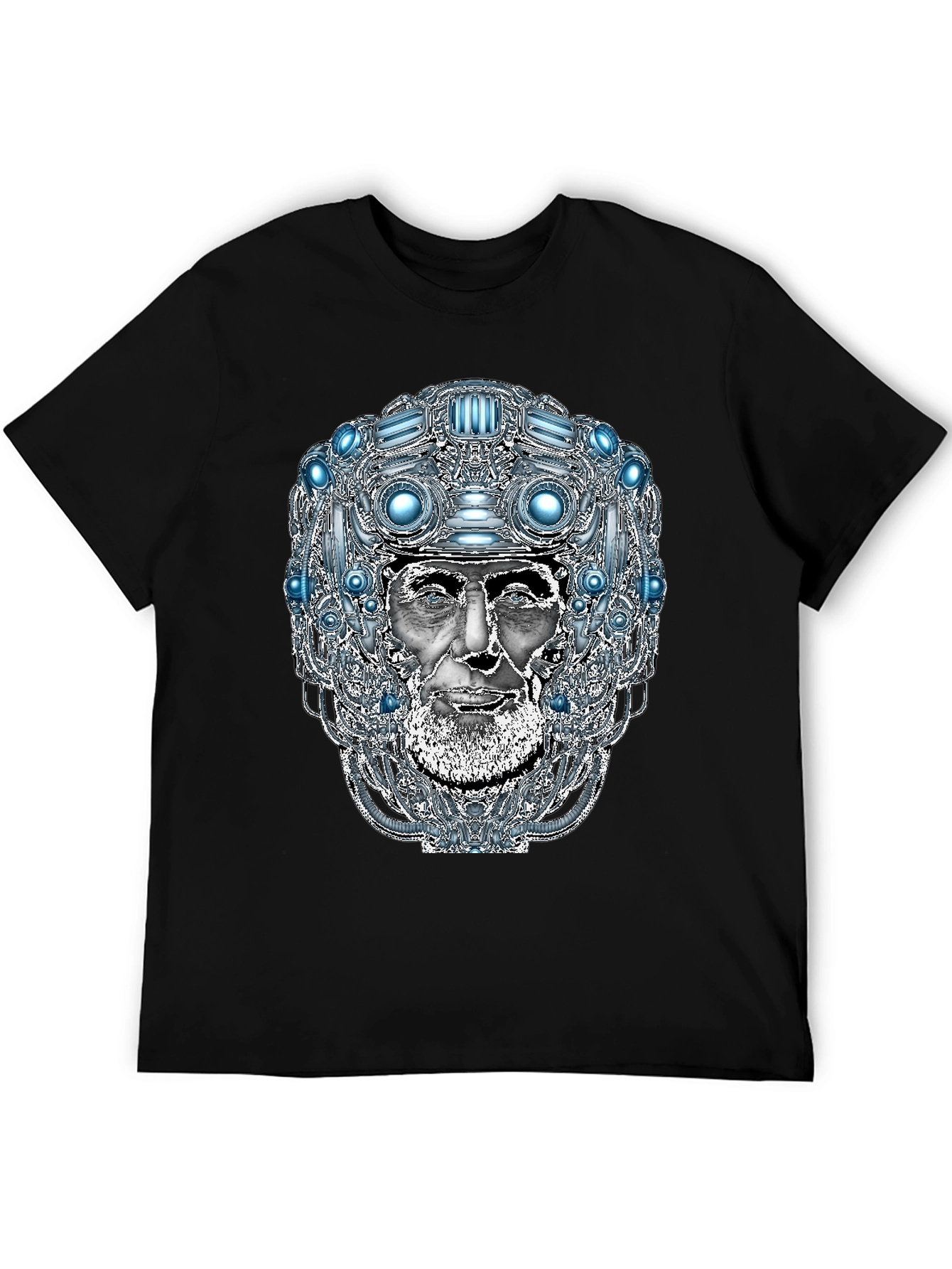 Black Futuristic Old Man Graphic T-Shirt view 5