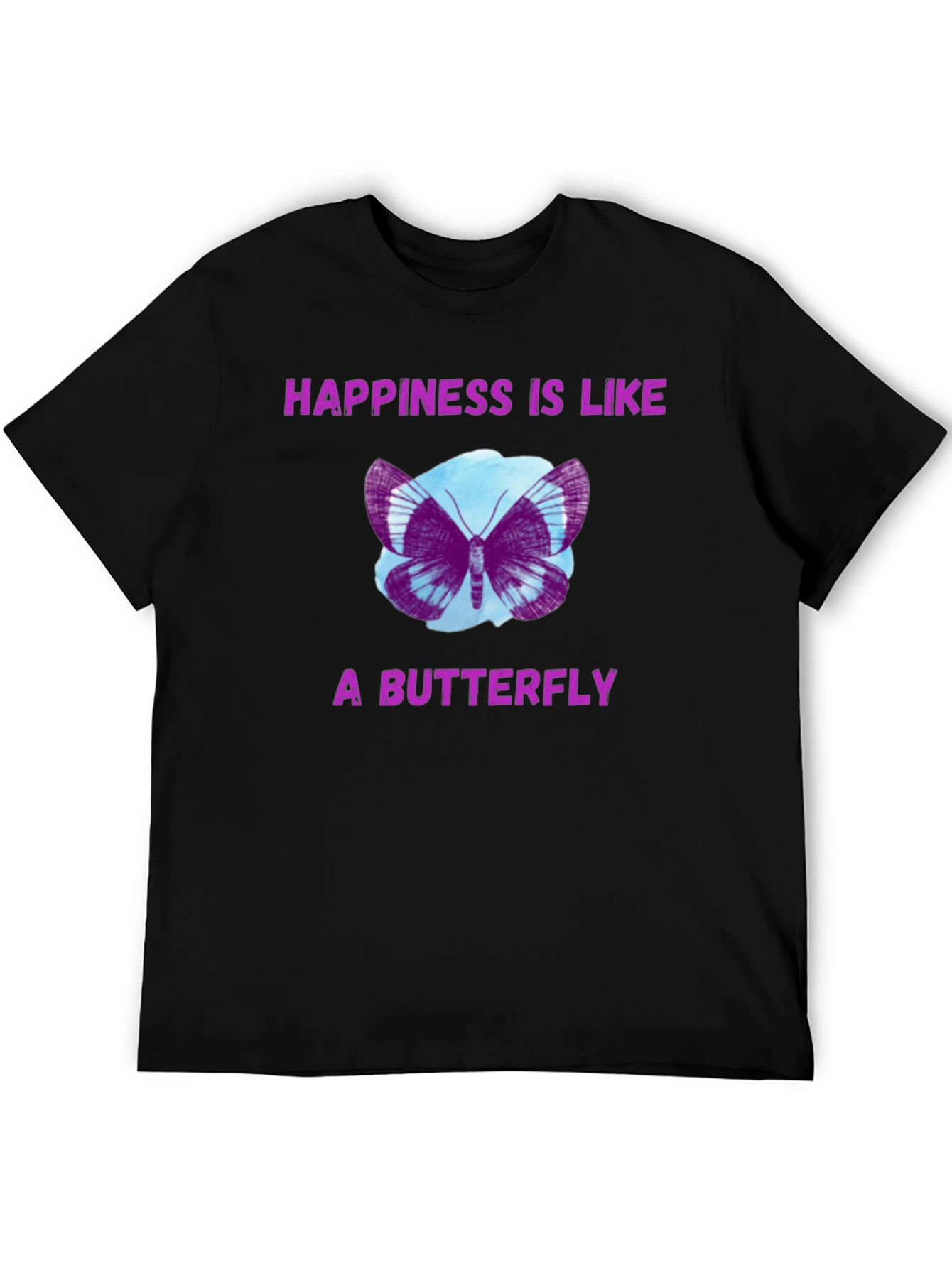 Black Happiness Butterfly Graphic Tee view 5