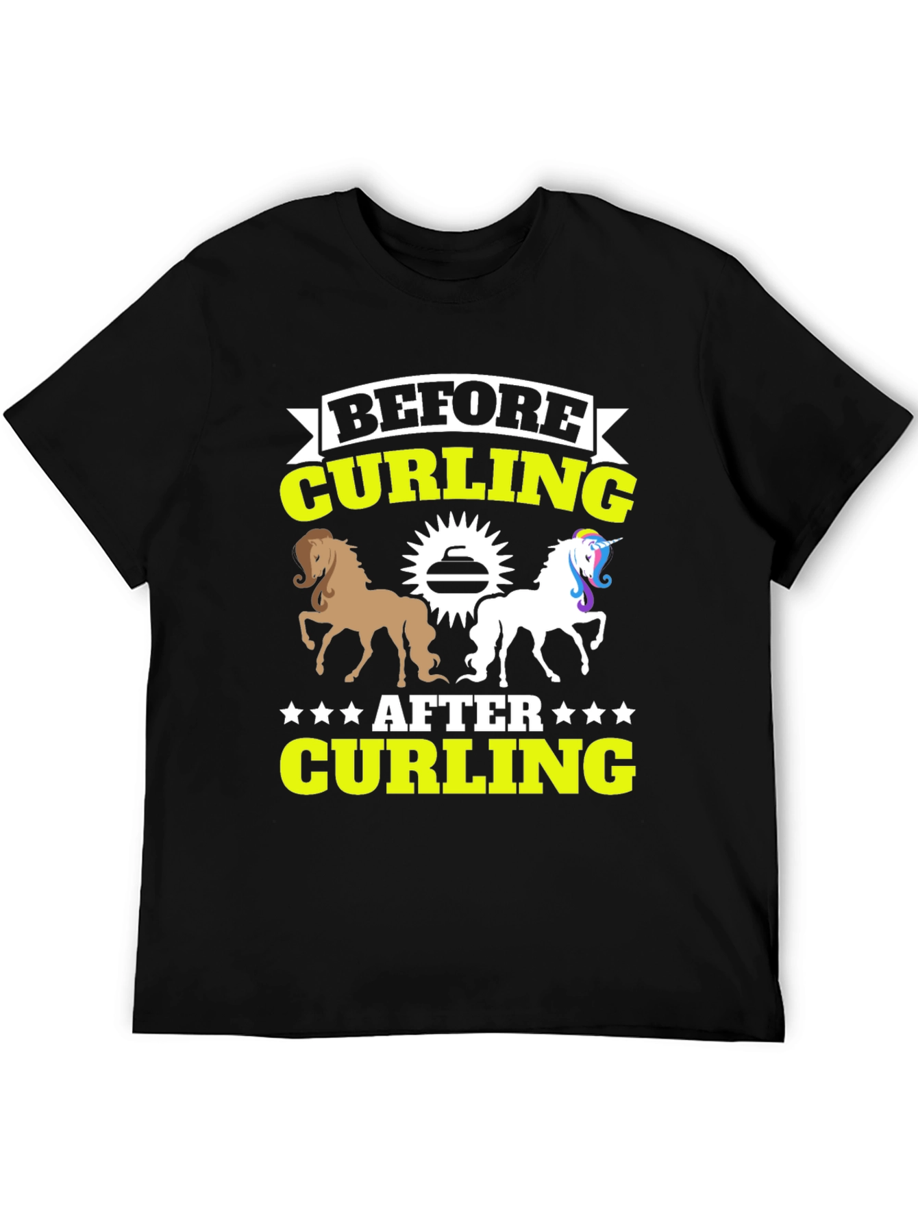 Black Before & After Curling T-Shirt - Horse Unicorn Tee view 5