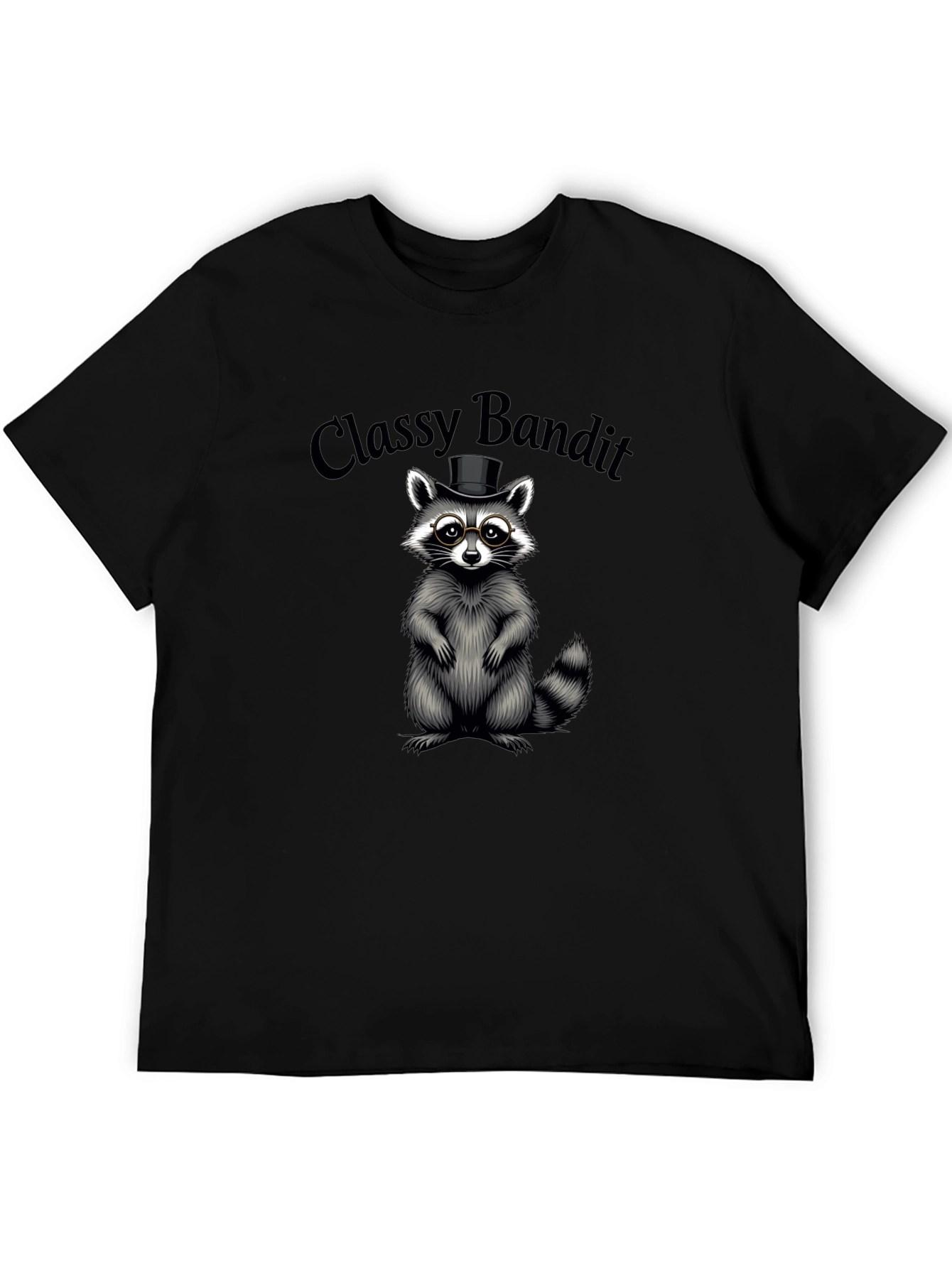 Black Classy Bandit Raccoon Graphic Tee view 5