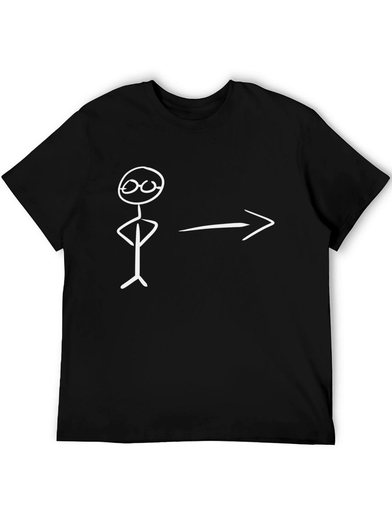 Black Funny Stick Figure T-Shirt - Pointing the Way! view 5