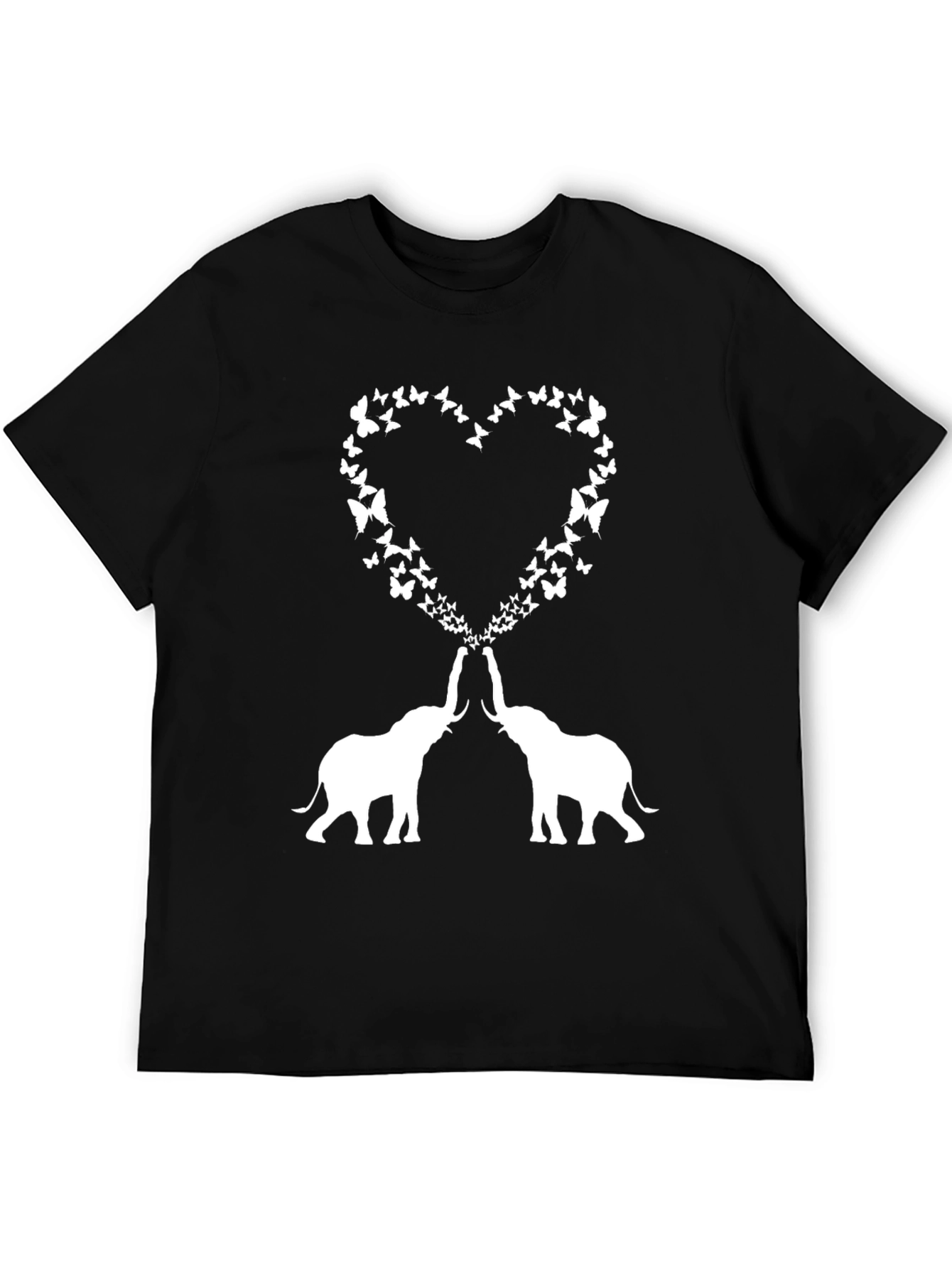 Black Elephant Butterfly Heart Graphic Tee view 5