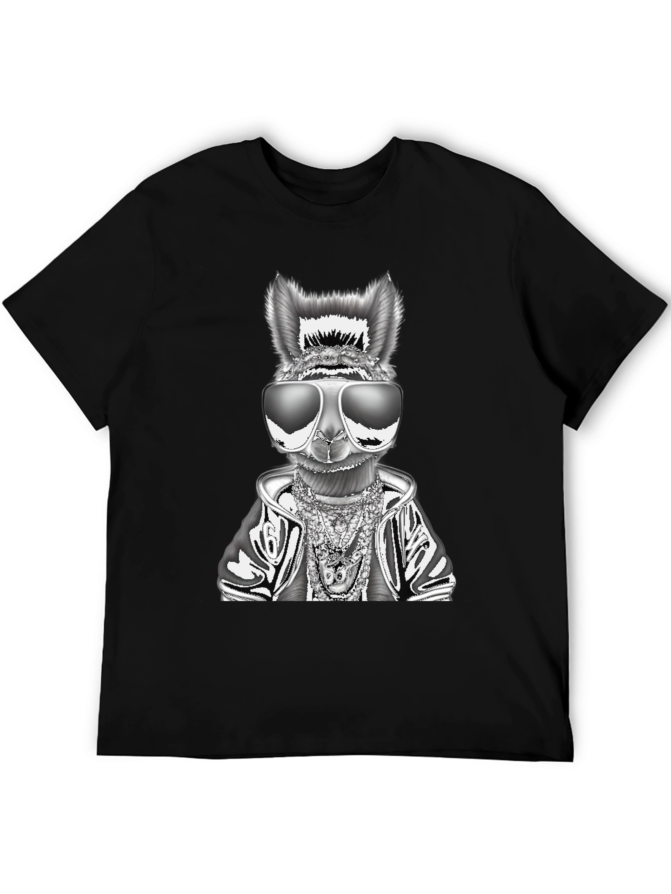 Black Cool Llama Graphic Tee - Black view 5