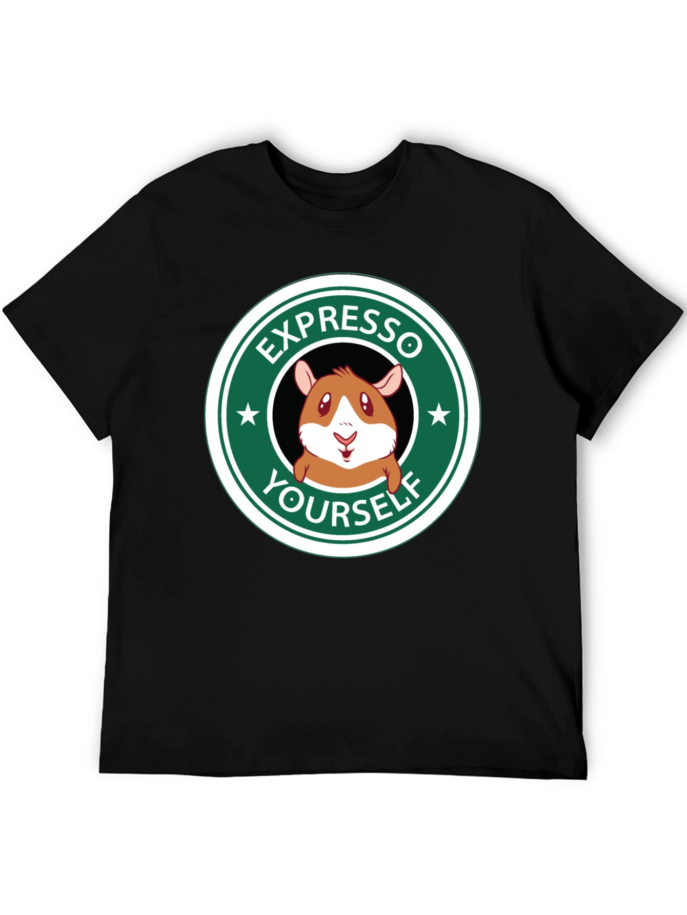 Black Expresso Yourself Graphic T-Shirt - Funny Hamster Design view 5