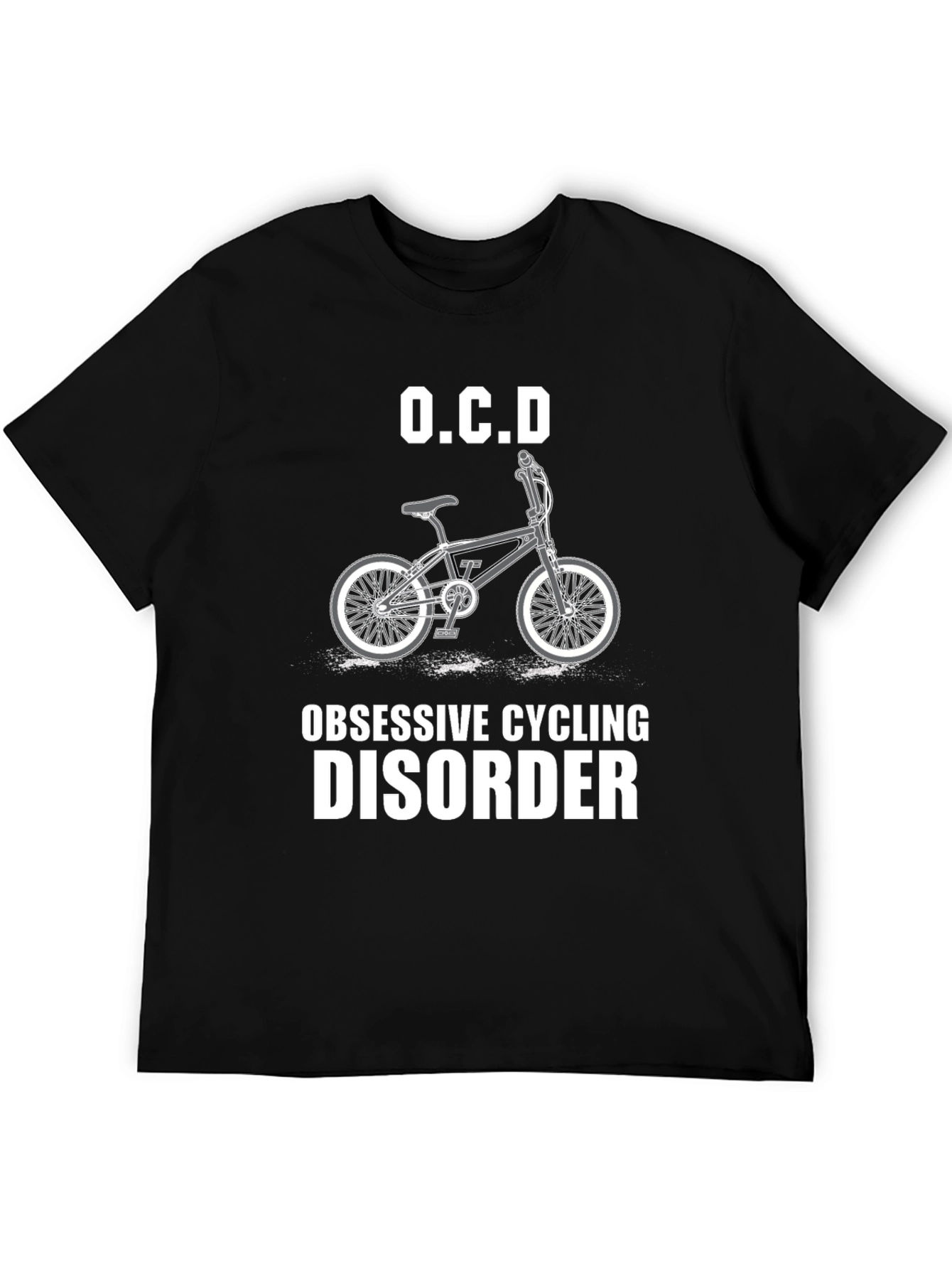 Black OCD Obsessive Cycling Disorder Black T-Shirt view 5
