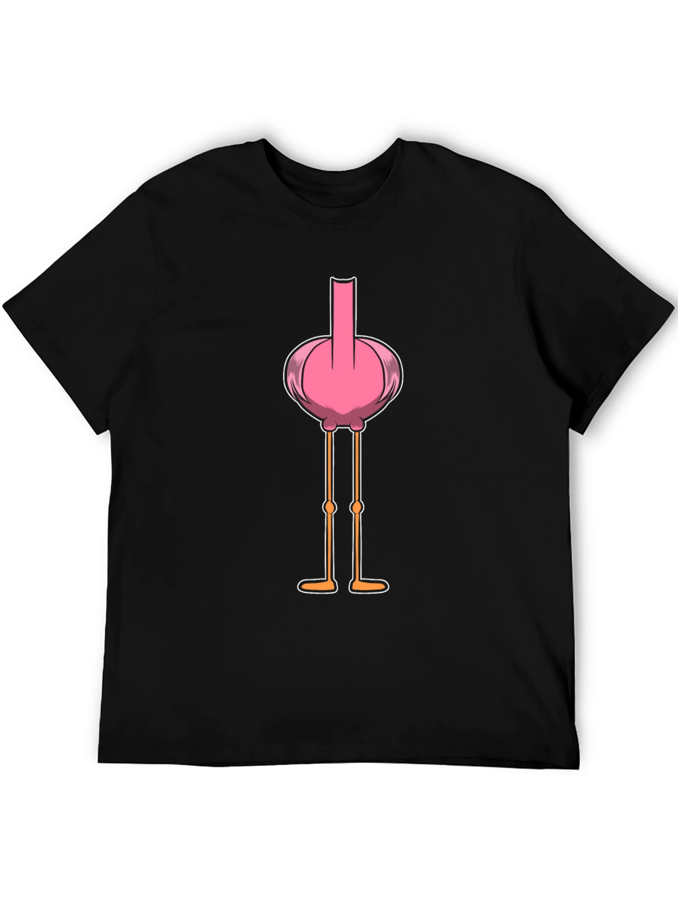 Black Funny Flamingo Middle Finger Graphic T-Shirt view 5