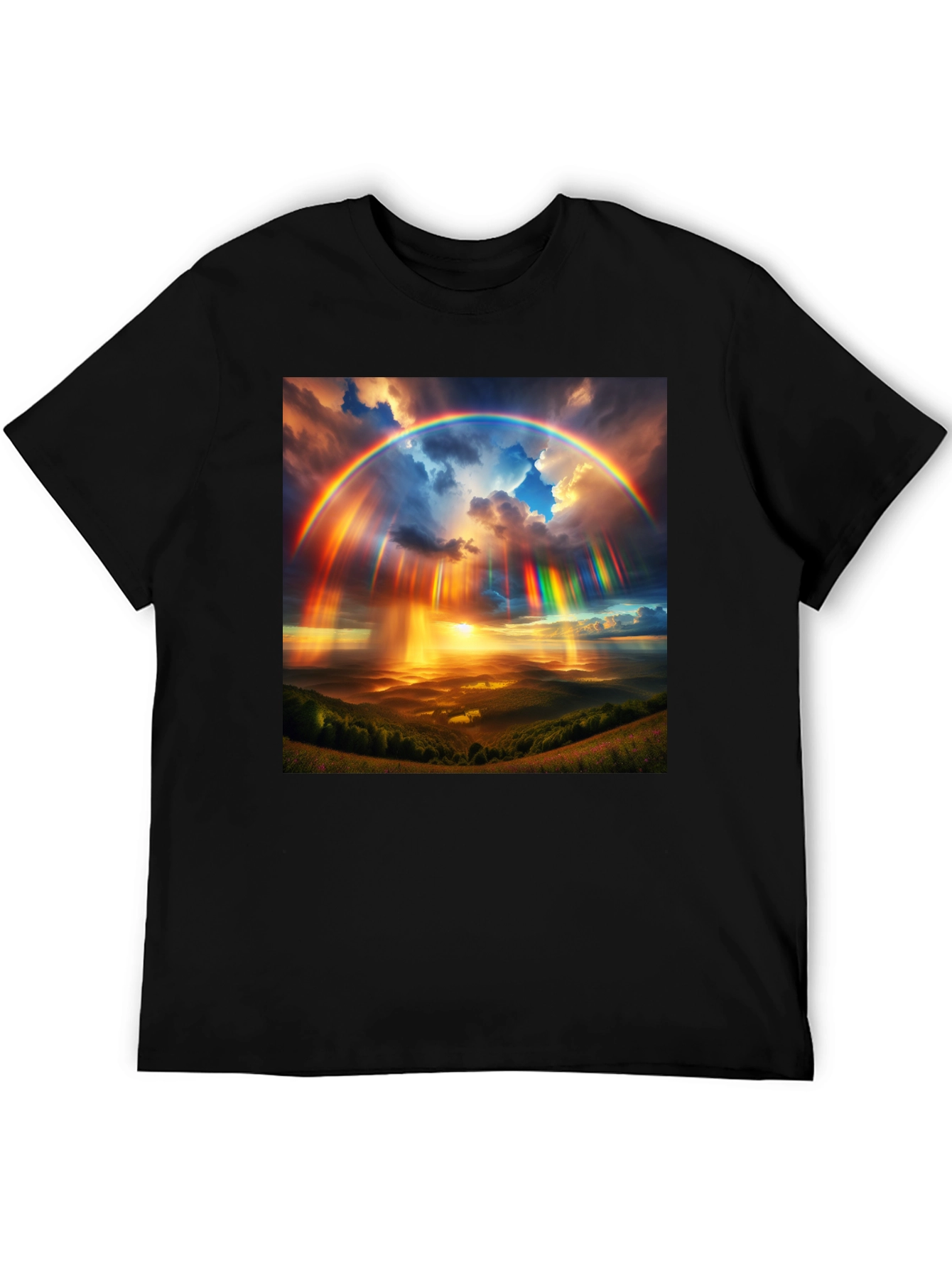 Black Rainbow Sky T-Shirt - Vivid Colors, Unique Design view 5