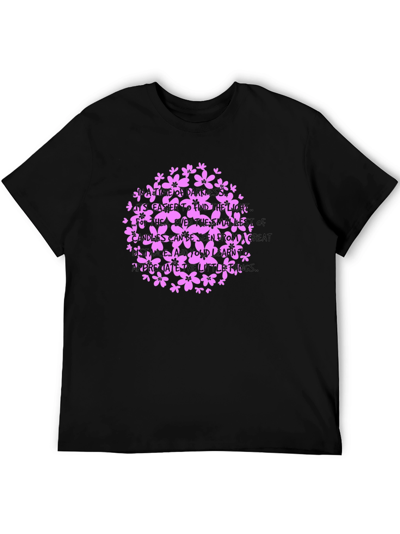 Black Floral Inspirational Quote T-Shirt view 5