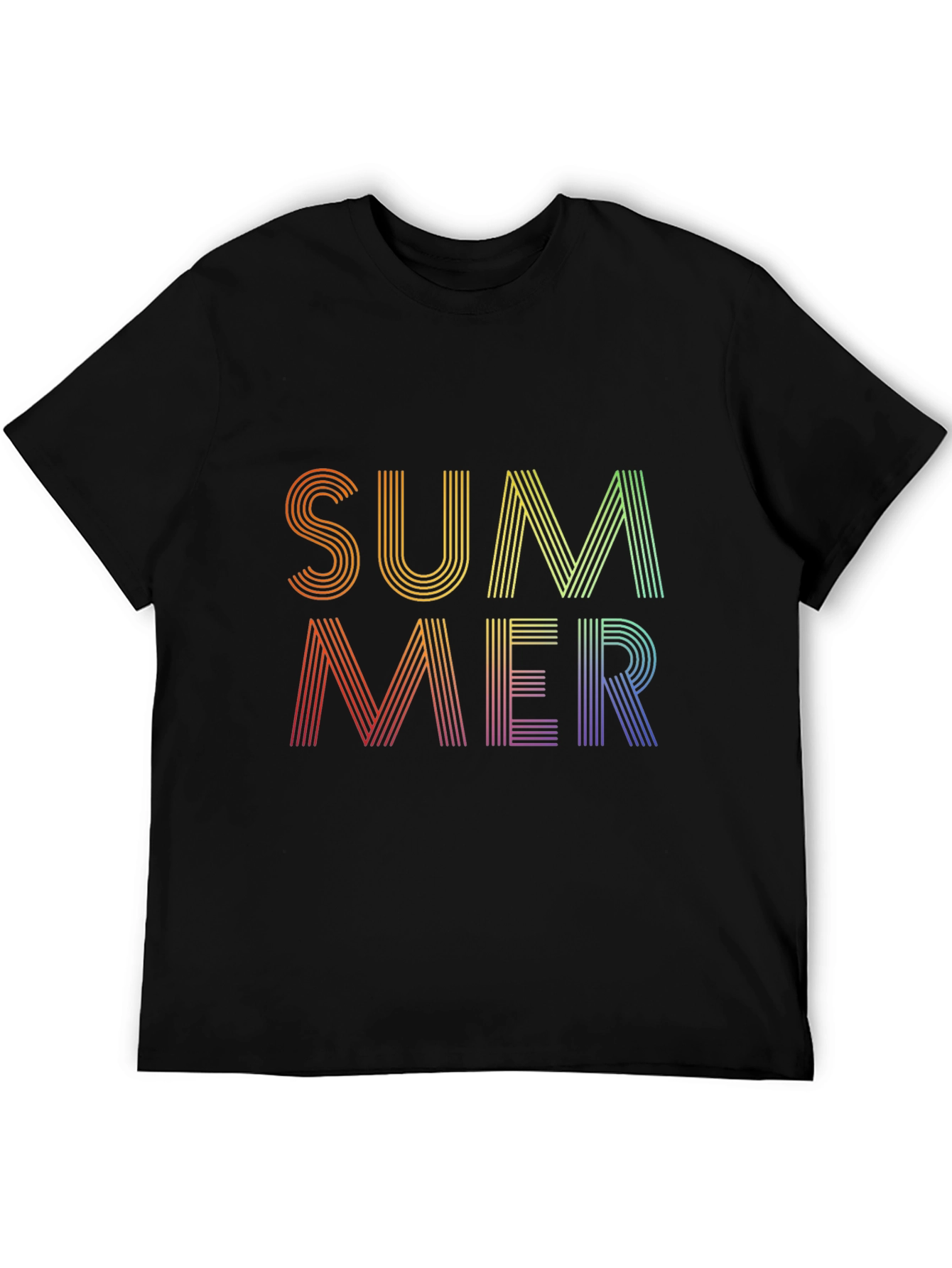 Black Summer Rainbow Graphic Tee - Black Cotton Blend view 5