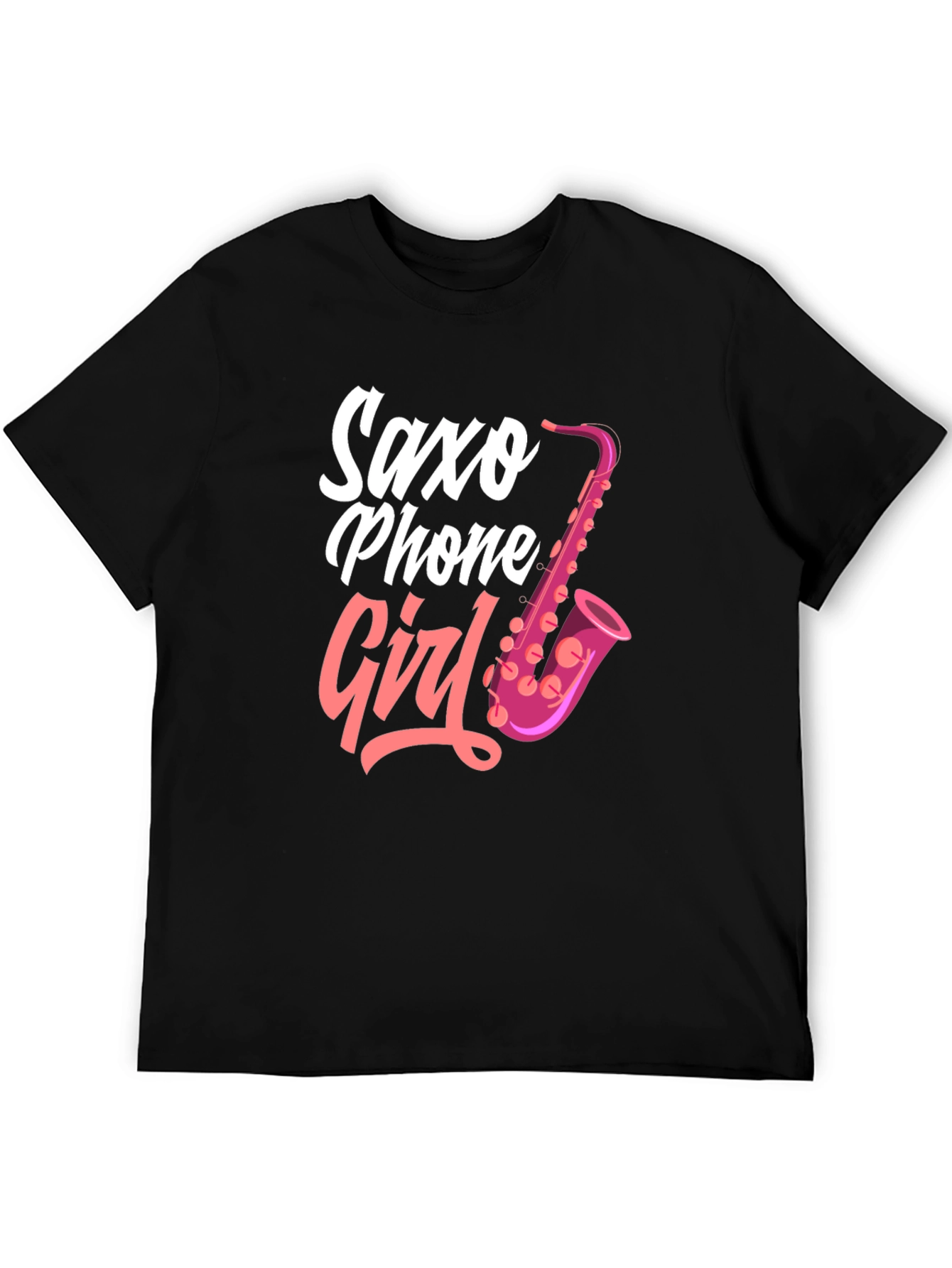 Black Saxo Phone Girl Black T-Shirt view 5