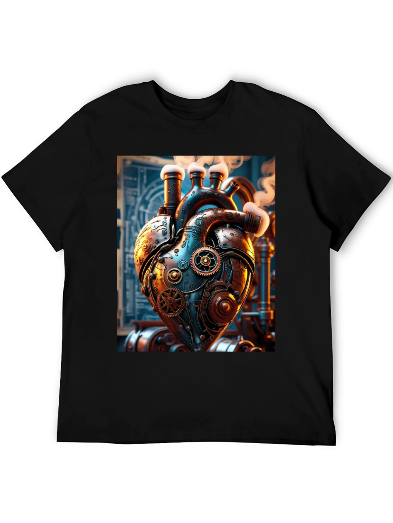 Black Steampunk Heart Graphic Tee - Mechanical Love view 5
