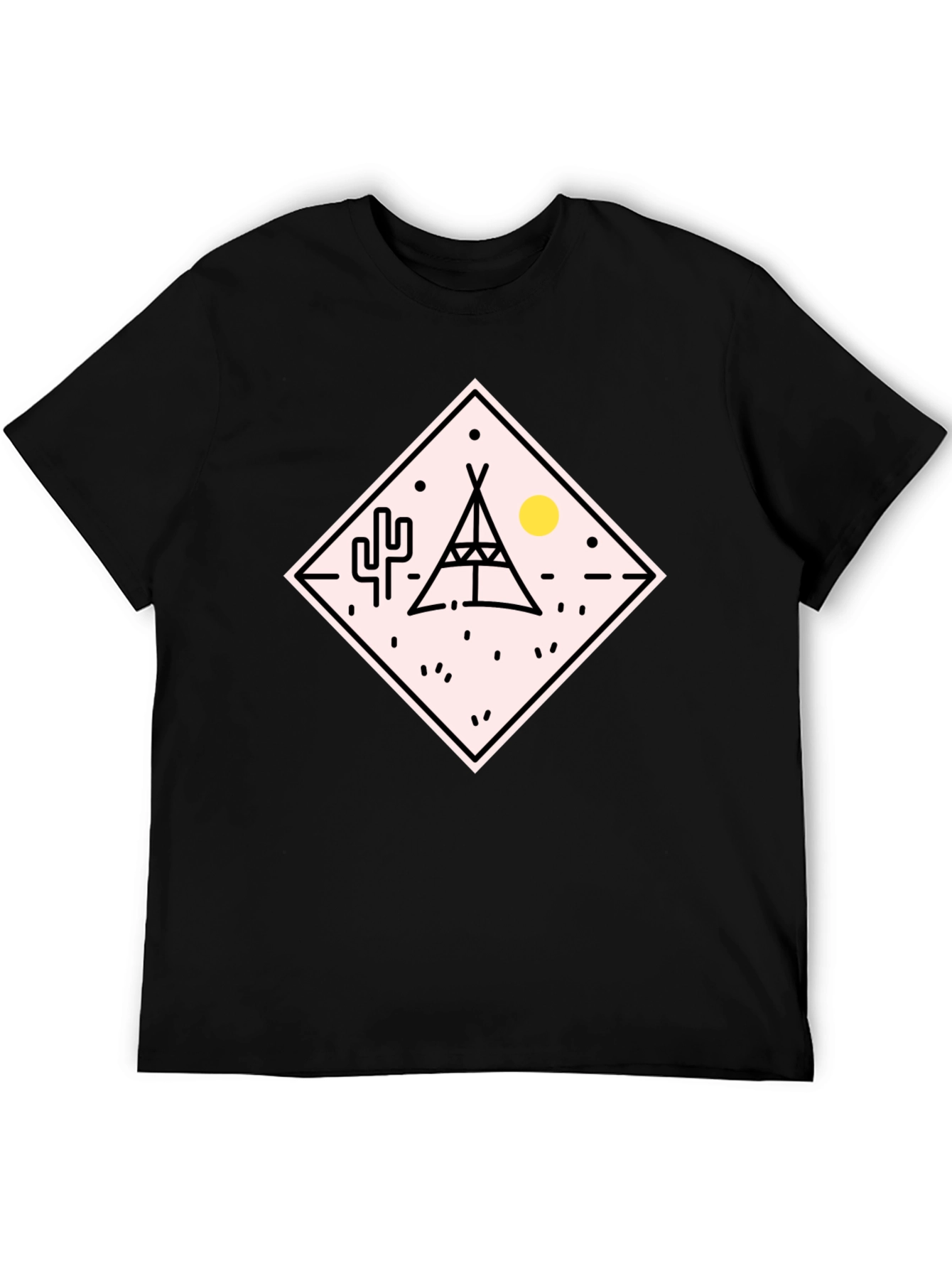 Black Teepee Desert Graphic T-Shirt - Black view 5