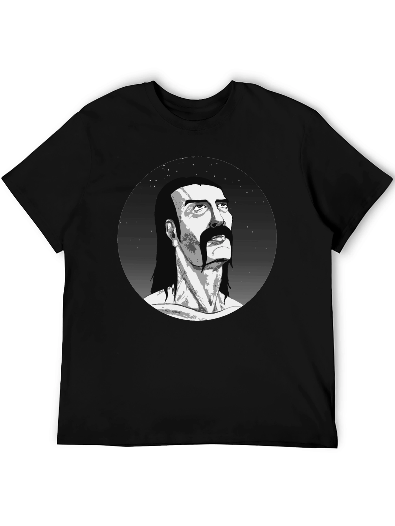 Black Retro Portrait Graphic Black T-Shirt view 5