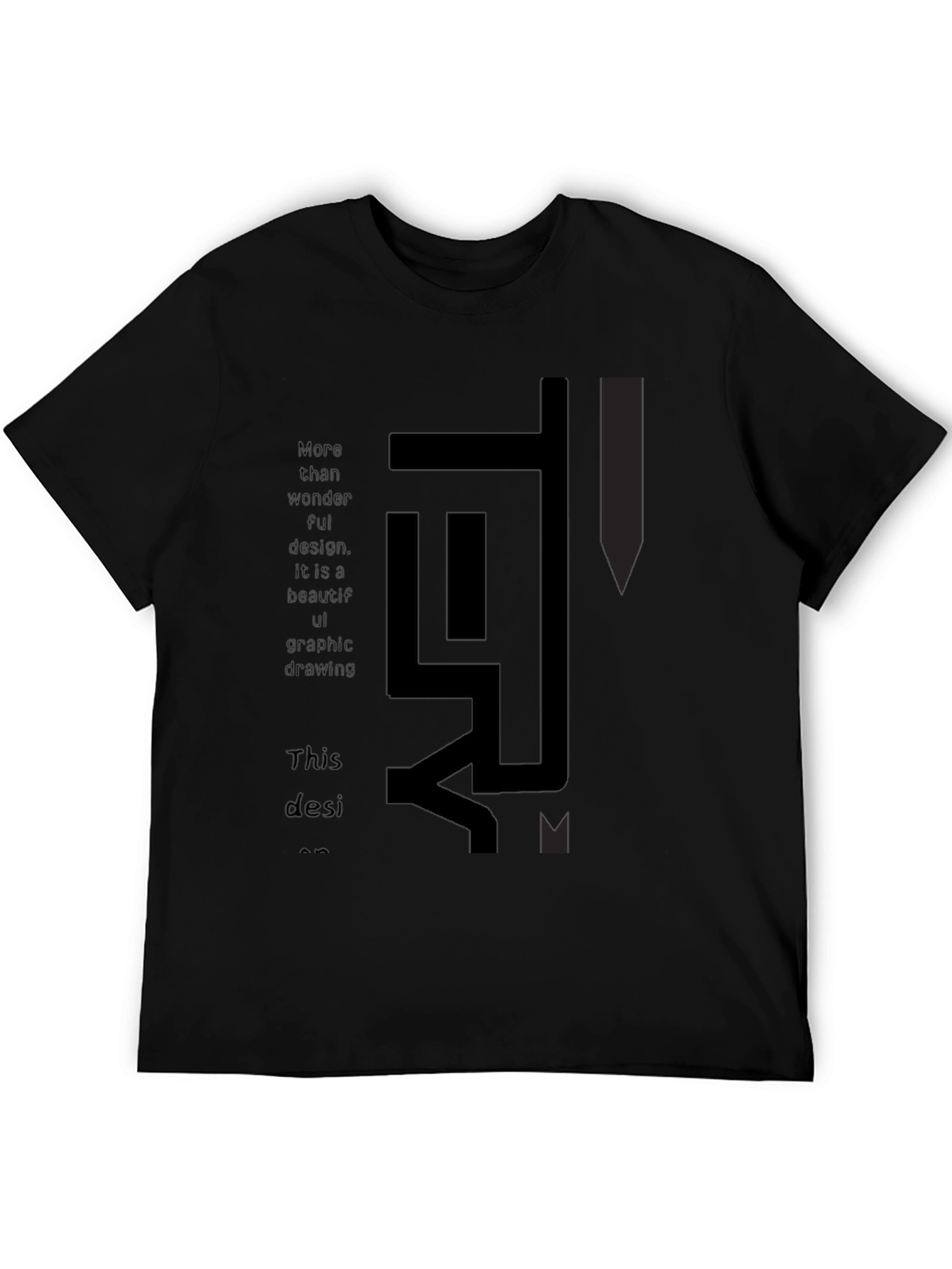 Abstract Graphic Print Black T-Shirt - 5