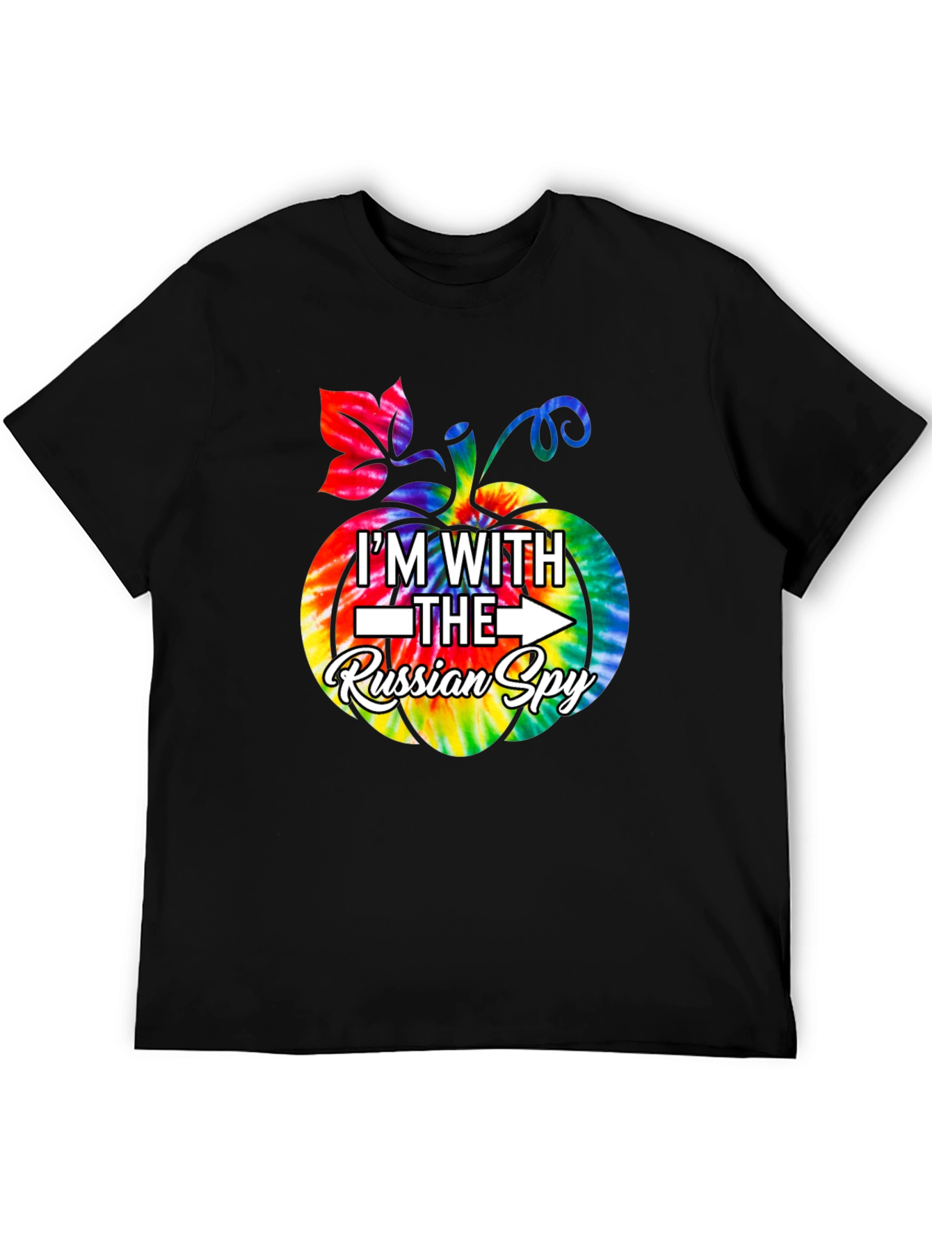 Black I'm With the Russian Spy Tie Dye Halloween T-Shirt view 5