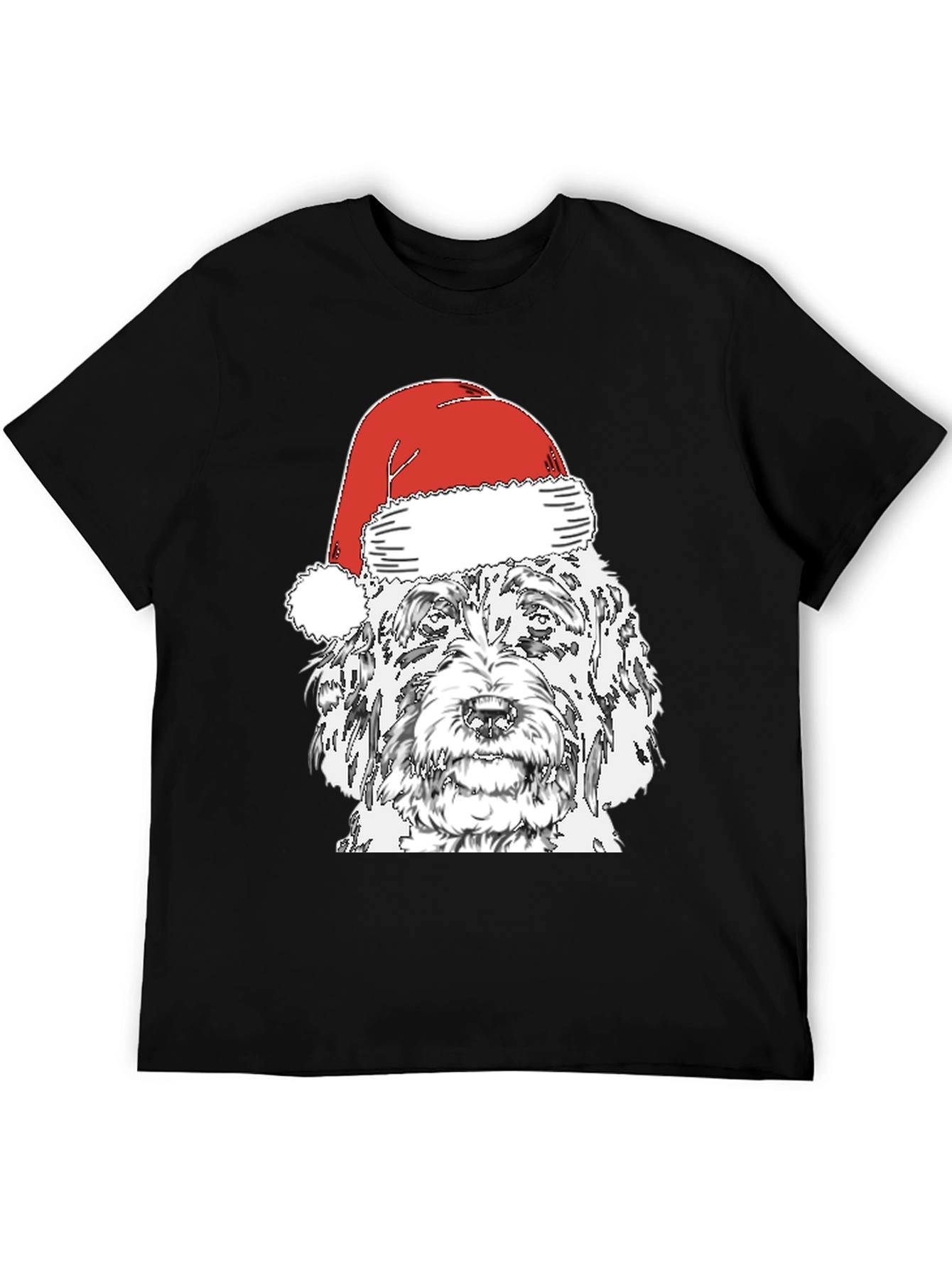 Black Dog With Santa Hat T-Shirt view 5
