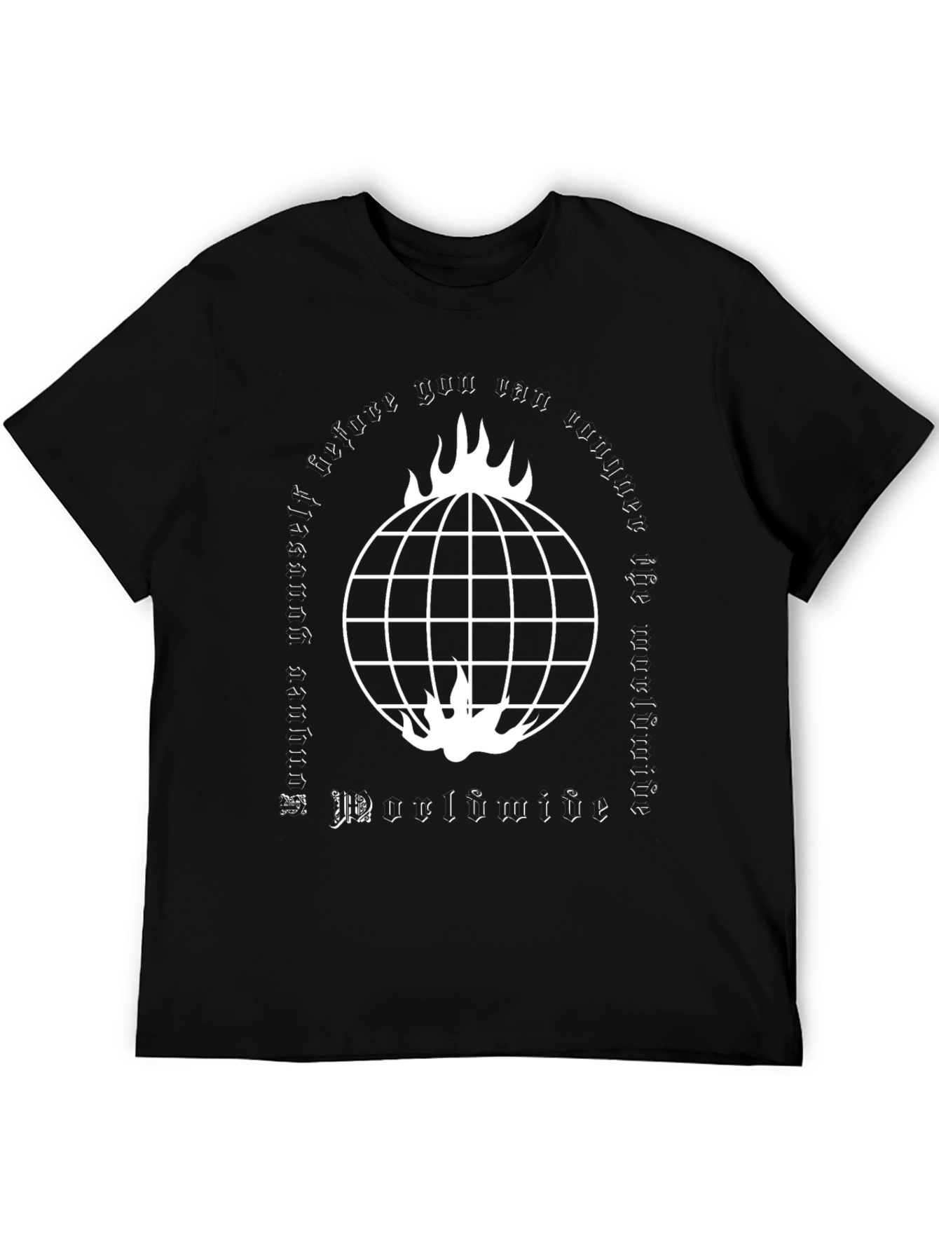 Black Burning Globe Graphic Tee - Mens Black T-Shirt view 5