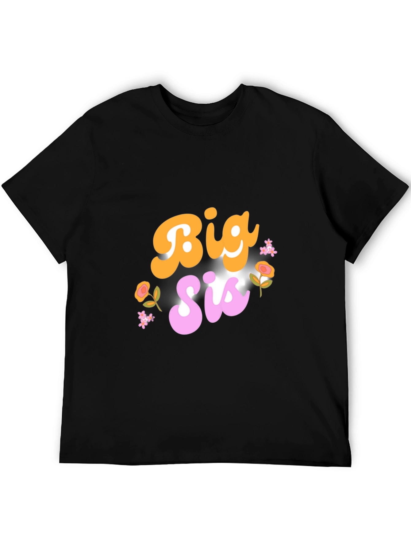 Black Big Sis Floral Graphic Tee view 5