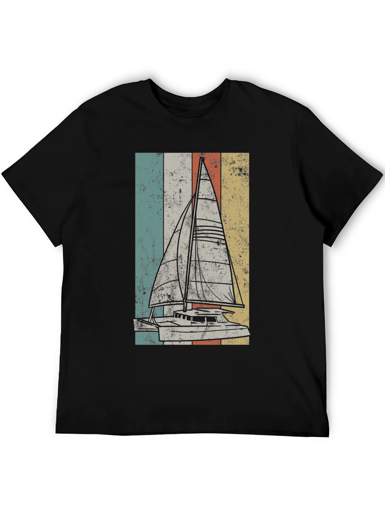 Black Vintage Sailboat T-Shirt - Retro Nautical Design view 5