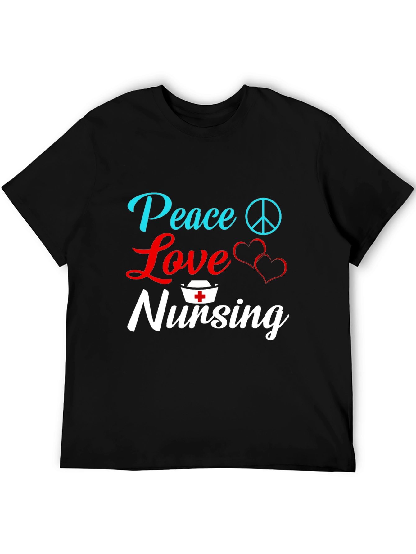 Black Peace Love Nursing T-Shirt - Gift for Nurses view 5
