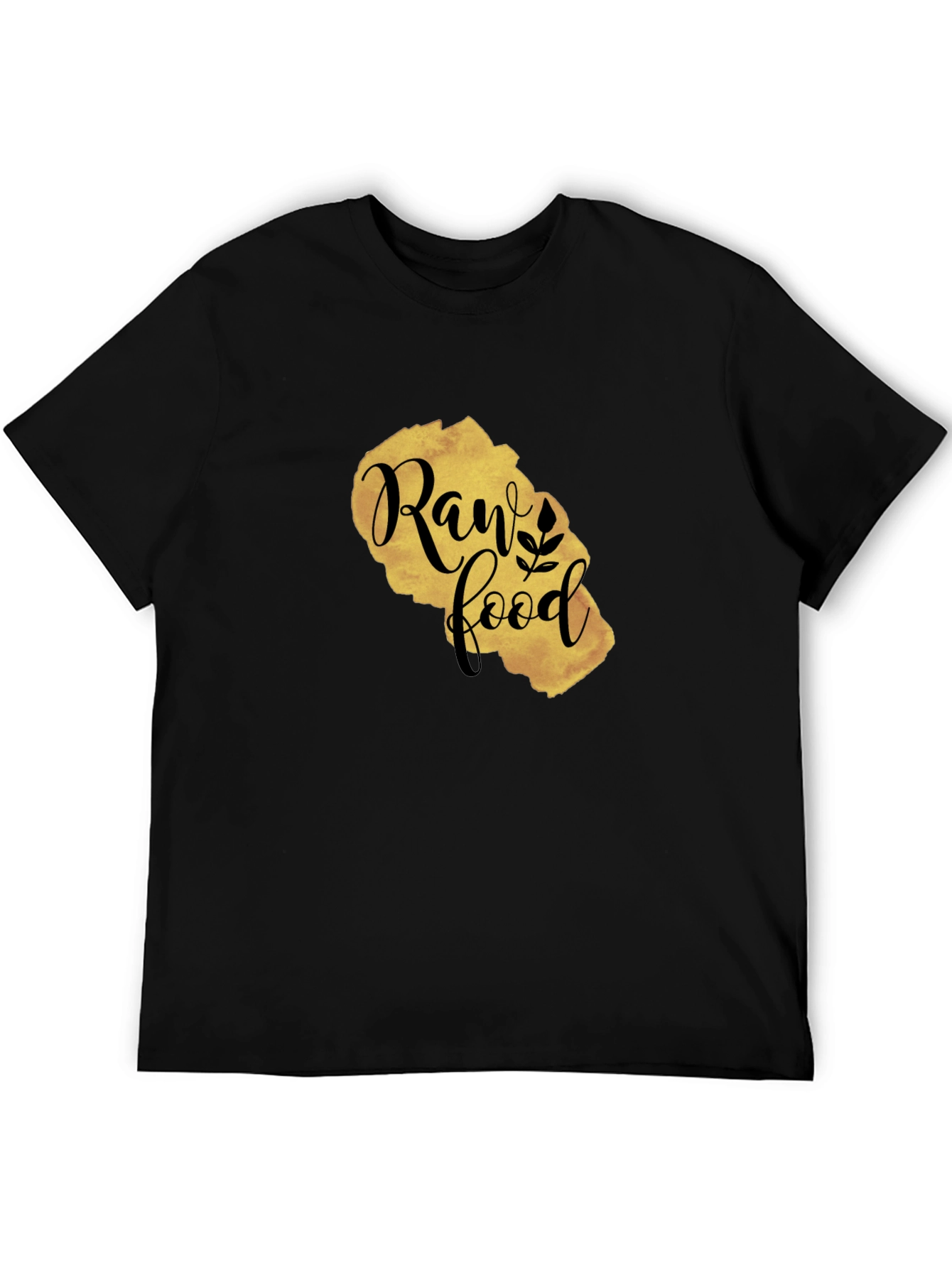 Raw Food Gold Print Black T-Shirt - 5