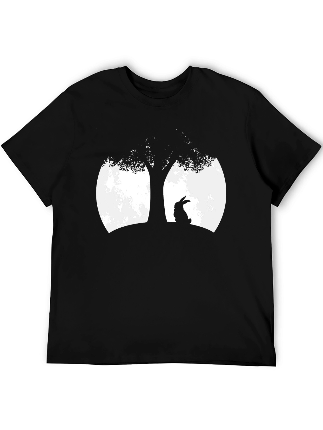 Black Rabbit Tree Silhouette T-Shirt view 5